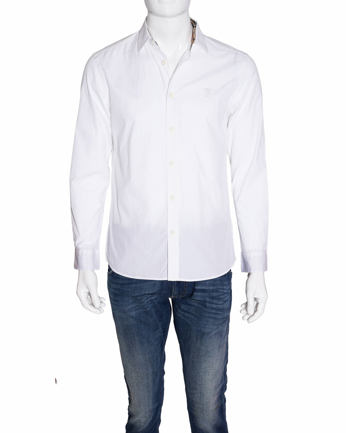 Burberry White Full Sleeves Shirt with Vintage Check Accents