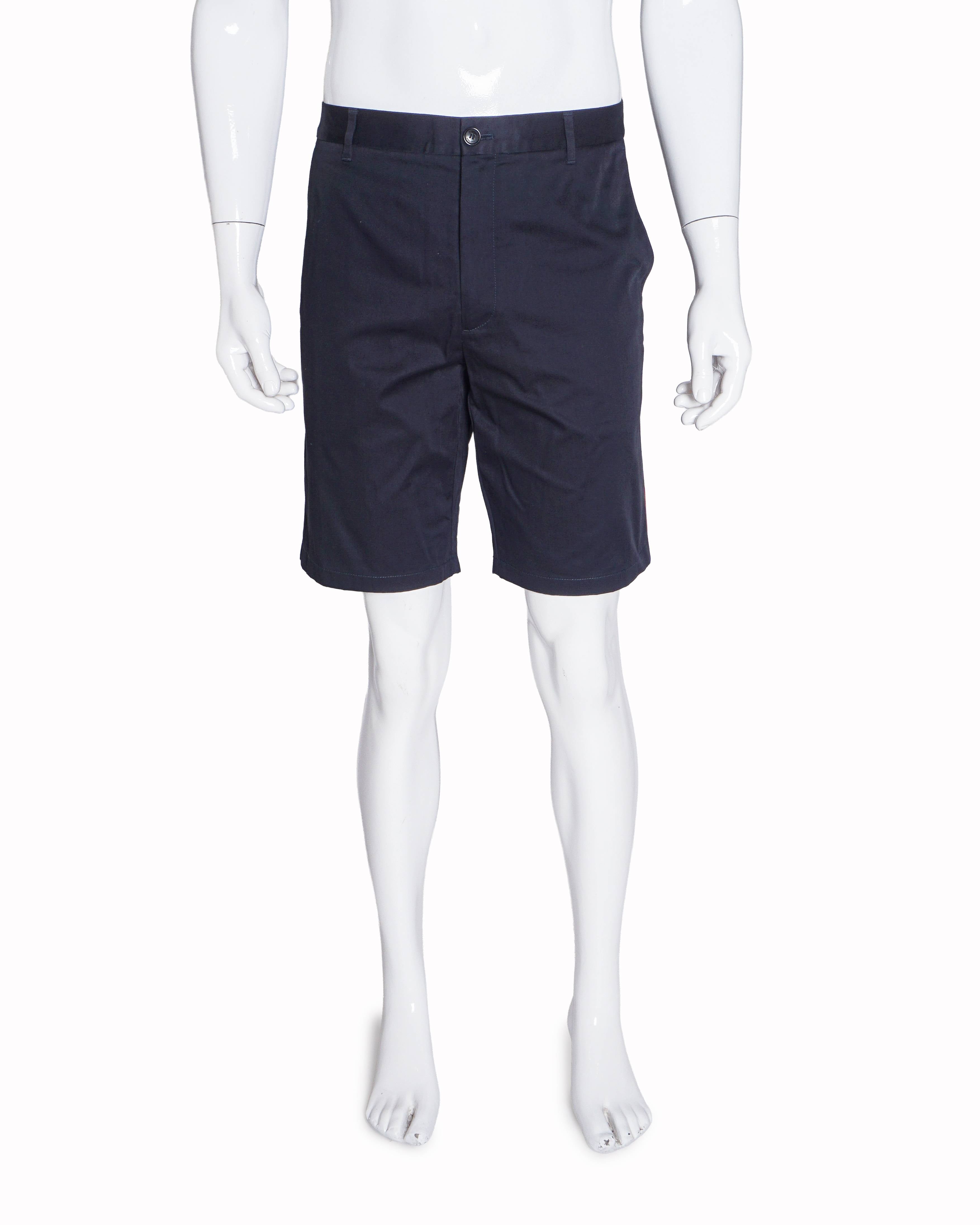 Burberry Men's Navy Cotton Side House Check Stripe Shorts