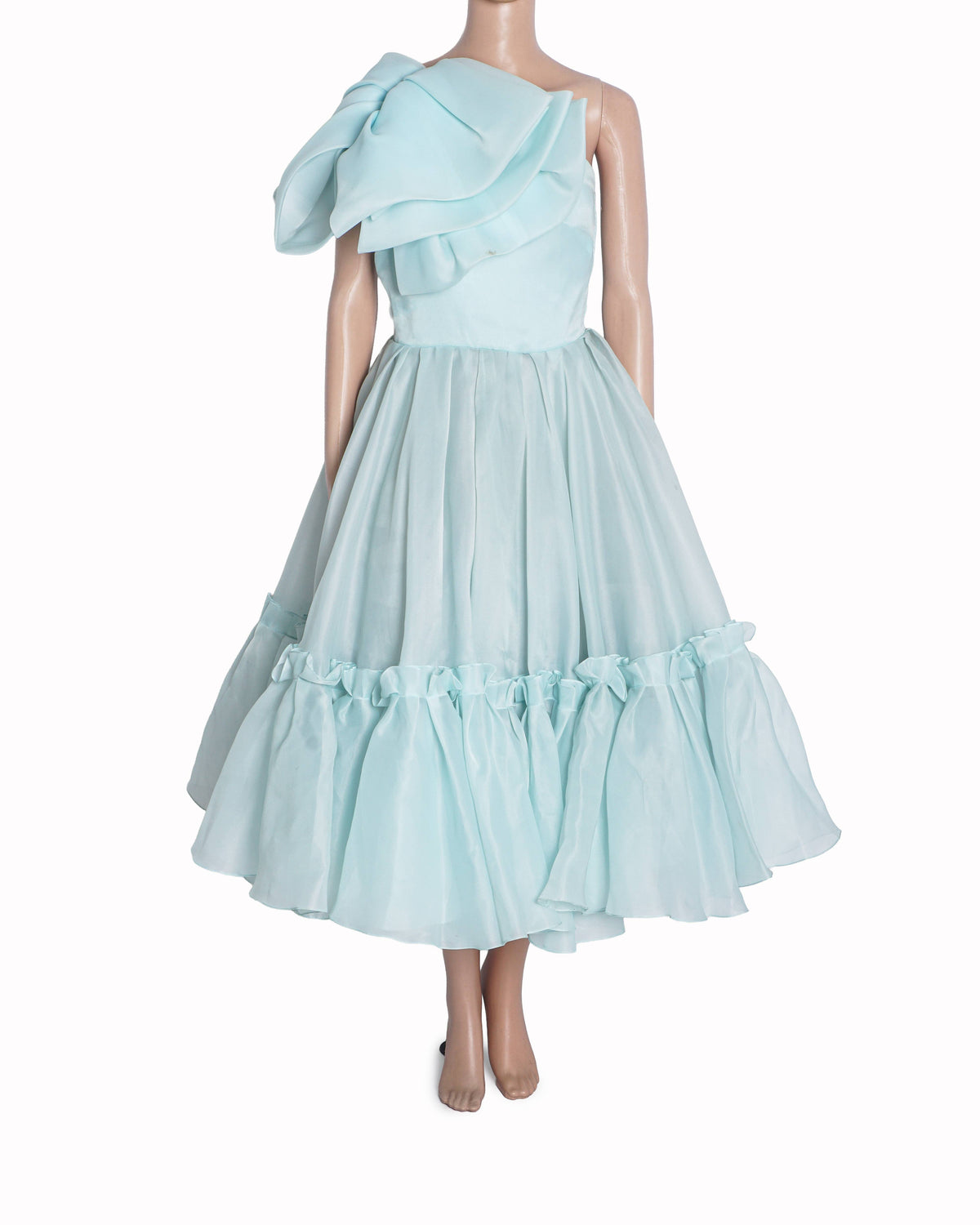 Gauri and Nainika Ruffle One Shoulder Bow Midi Gown