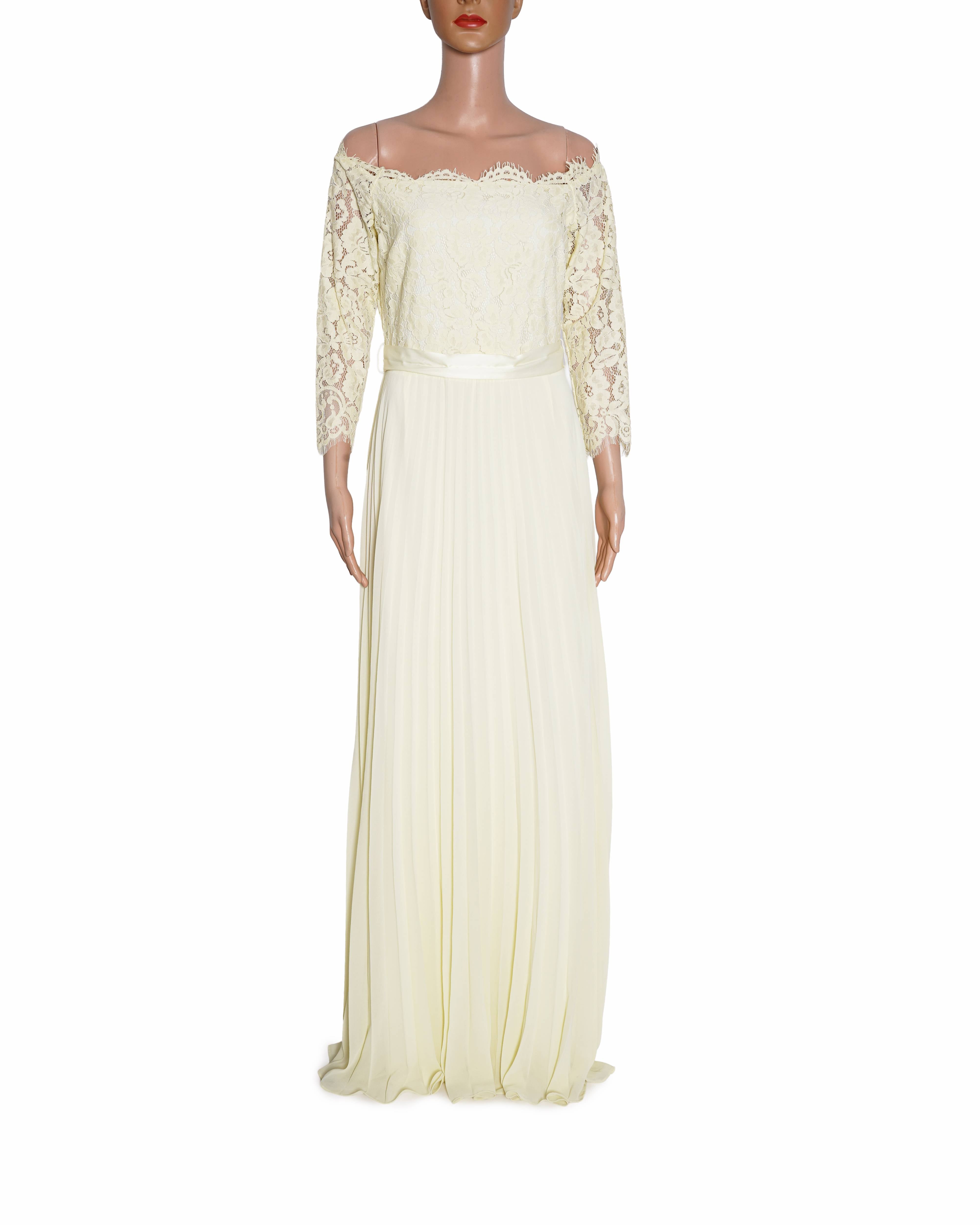 New Coast Pale Lemon Maxi Pleated Dress