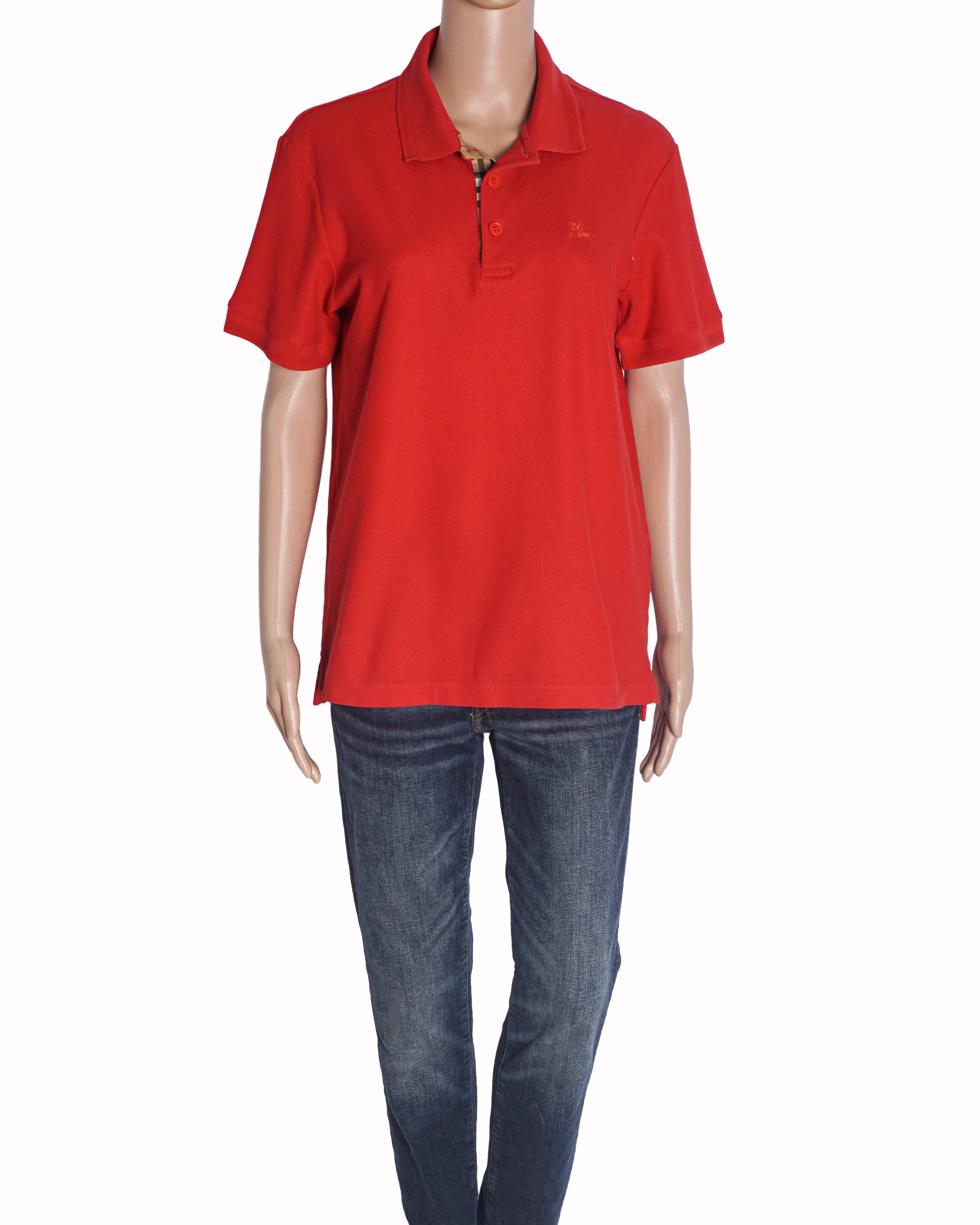 Burberry Red Cotton Piqué Polo T-Shirt