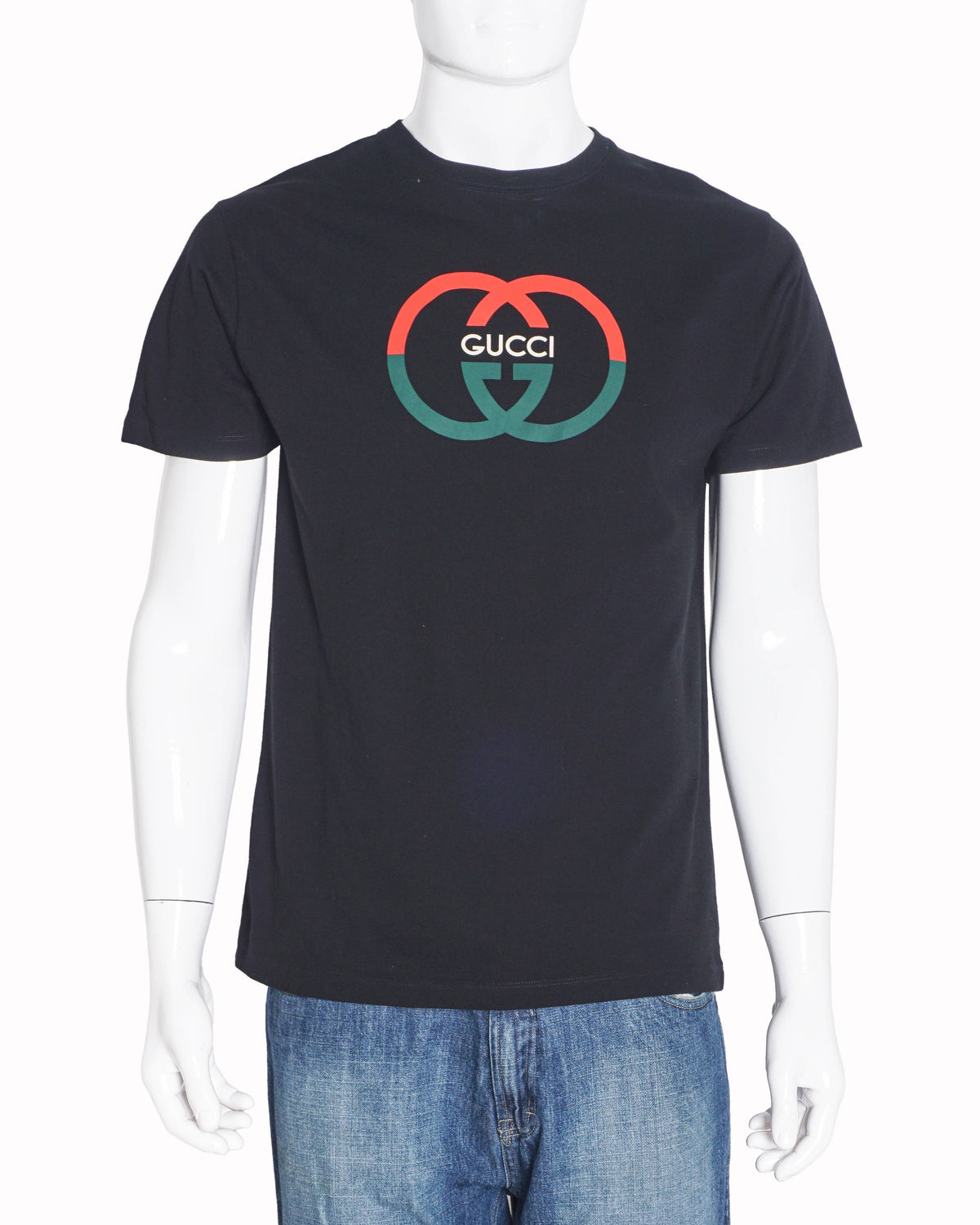 Gucci Black Interlocking GG Web Logo T-Shirt