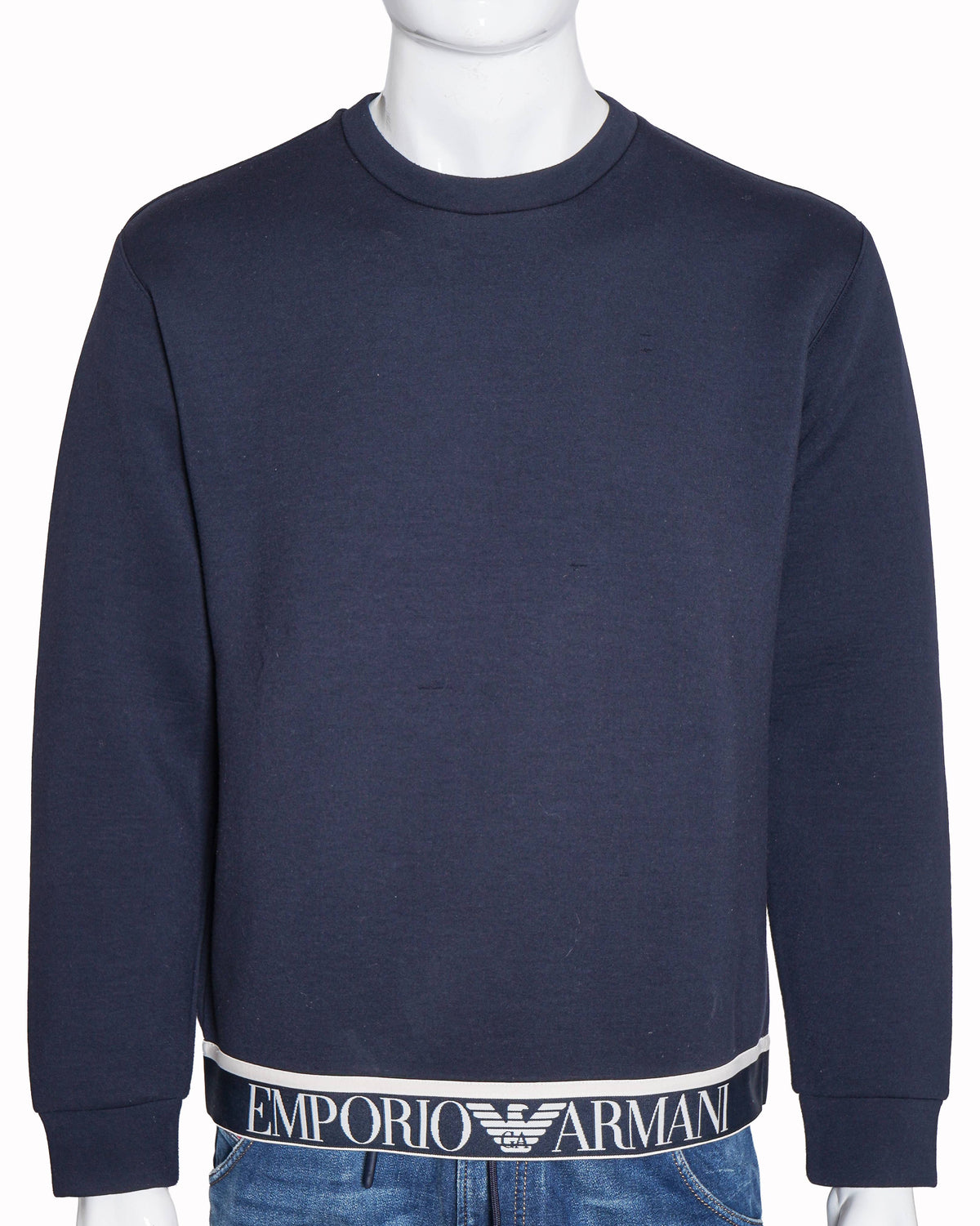 Emporio Armani Men's Navy Blue Logo-Hem Sweatshirt