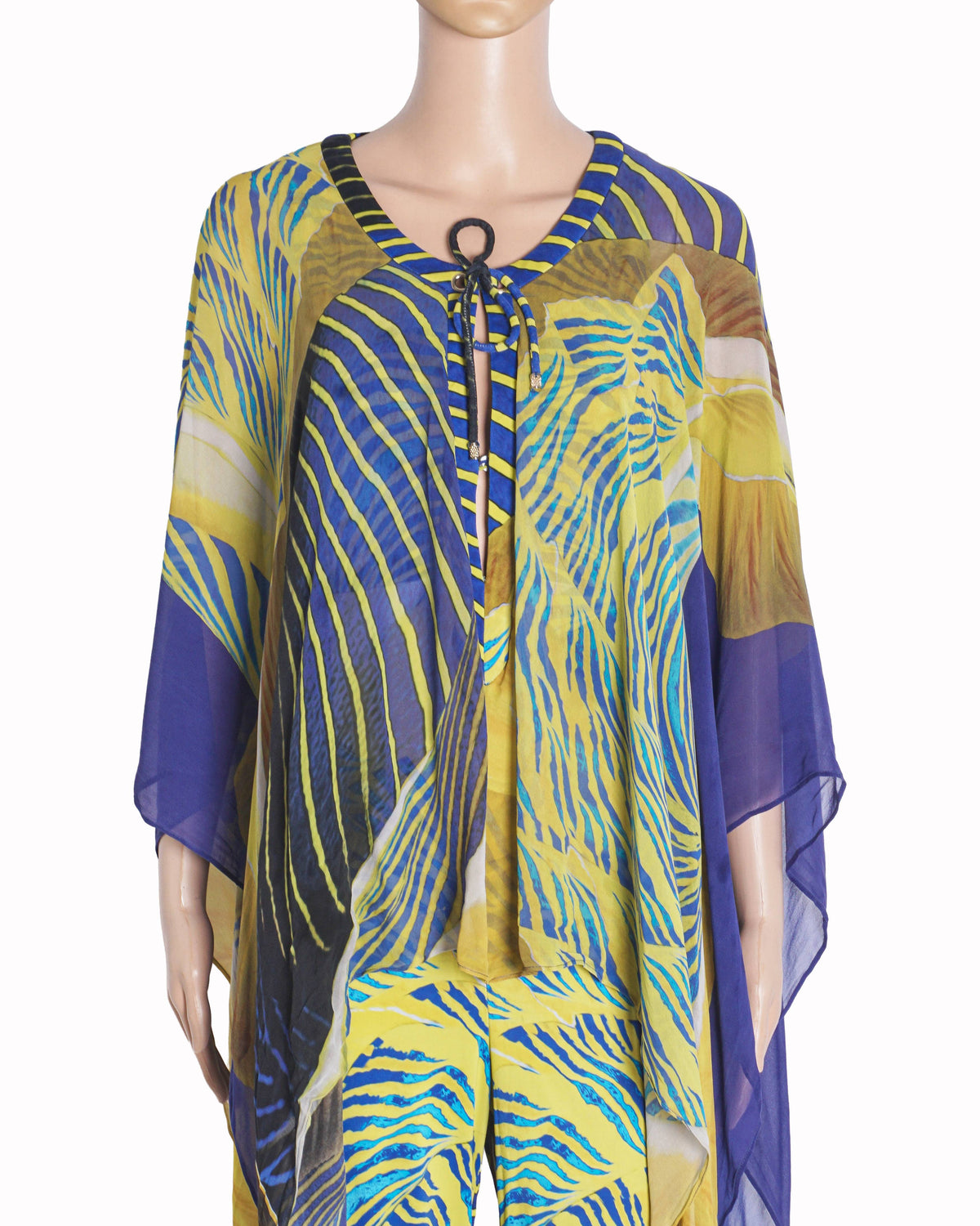 Roberto Cavalli Printed Sleeveless Jumpsuit With Silk Printed Poncho