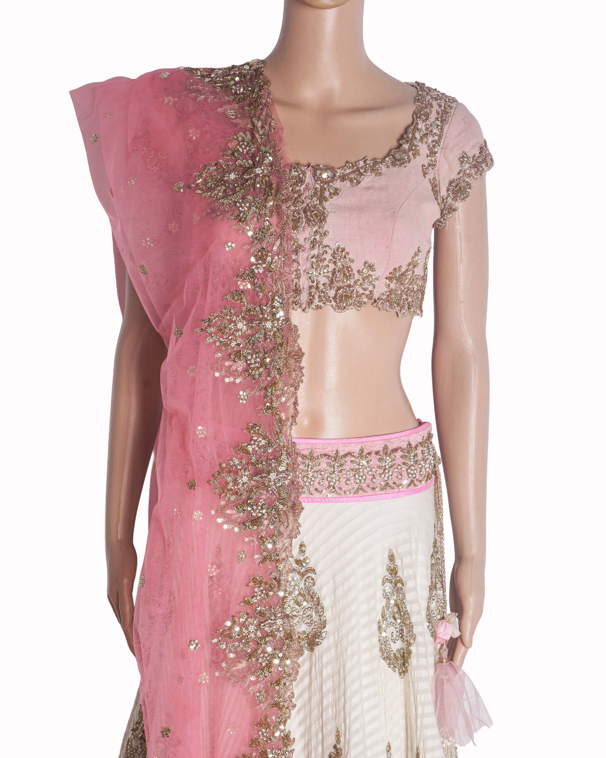 Anushree Reddy Pink and White Embroidered Lehenga Set