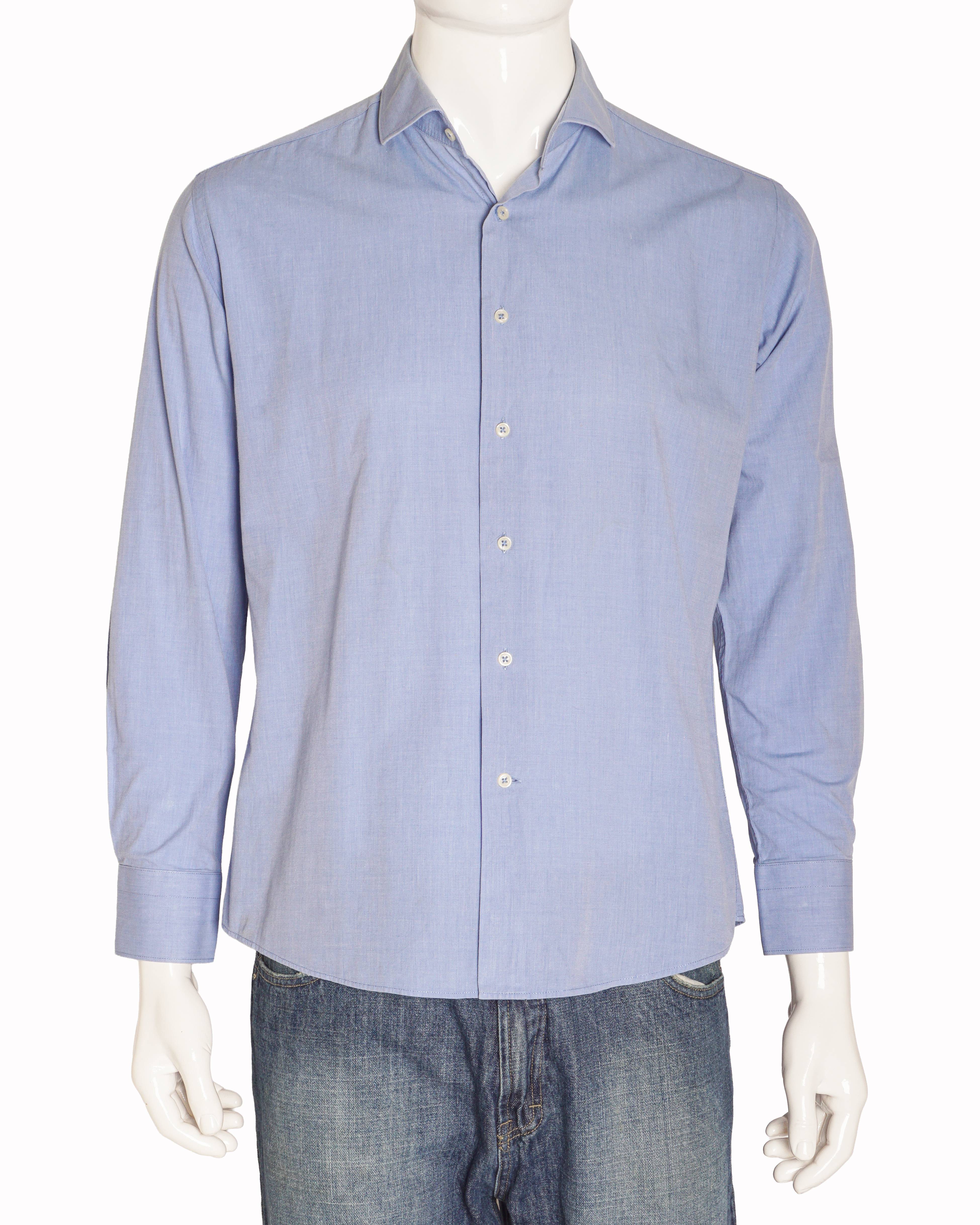 Balmain Men's Light Blue Cotton Shirt