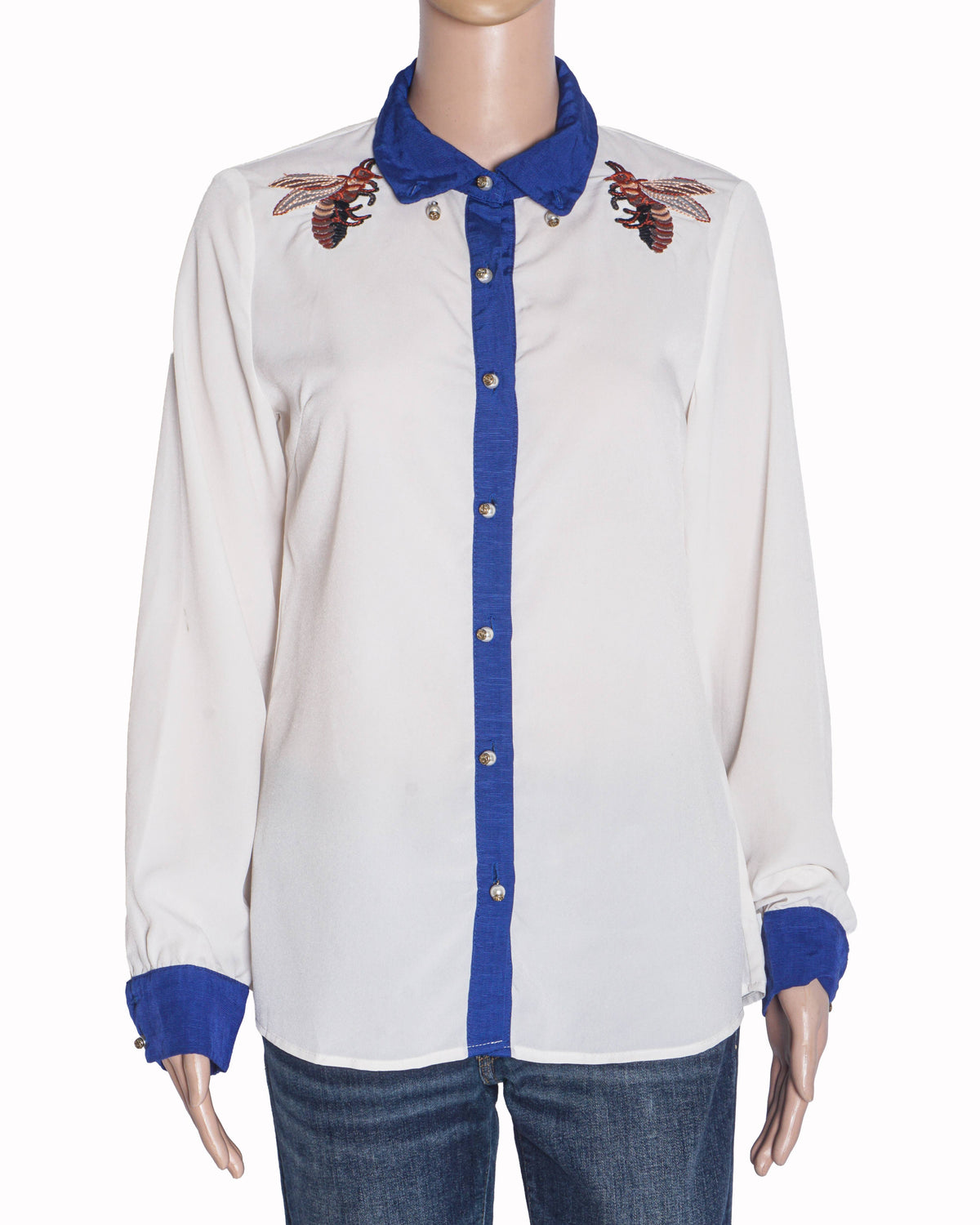 Gucci Cream Bee Embroidered Shirt