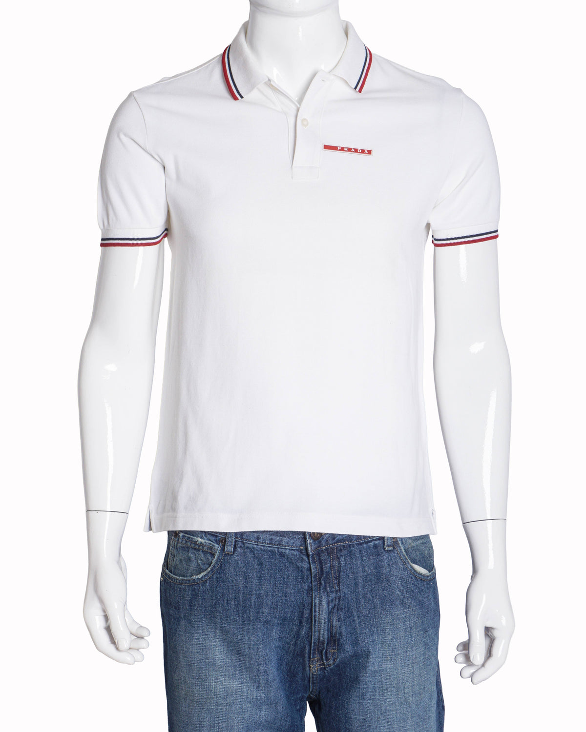 Prada White Short Sleeve Polo T-Shirt
