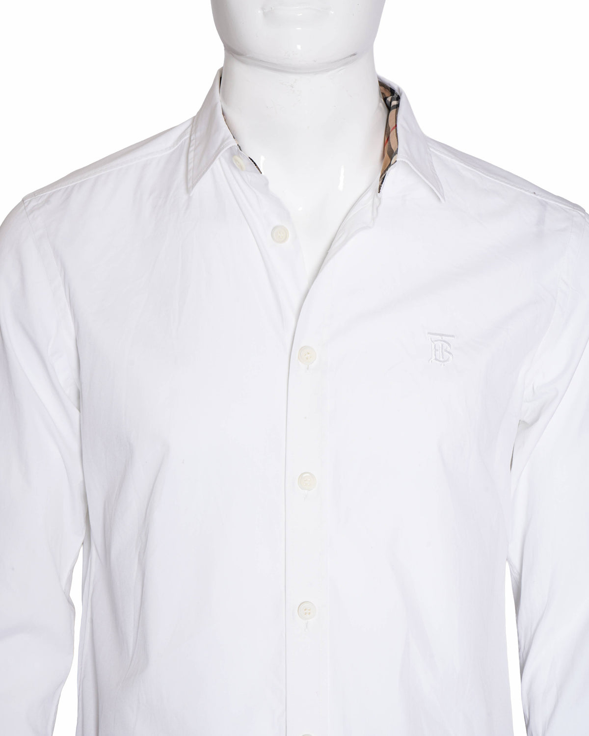 Burberry White Full Sleeves Shirt with Vintage Check Accents