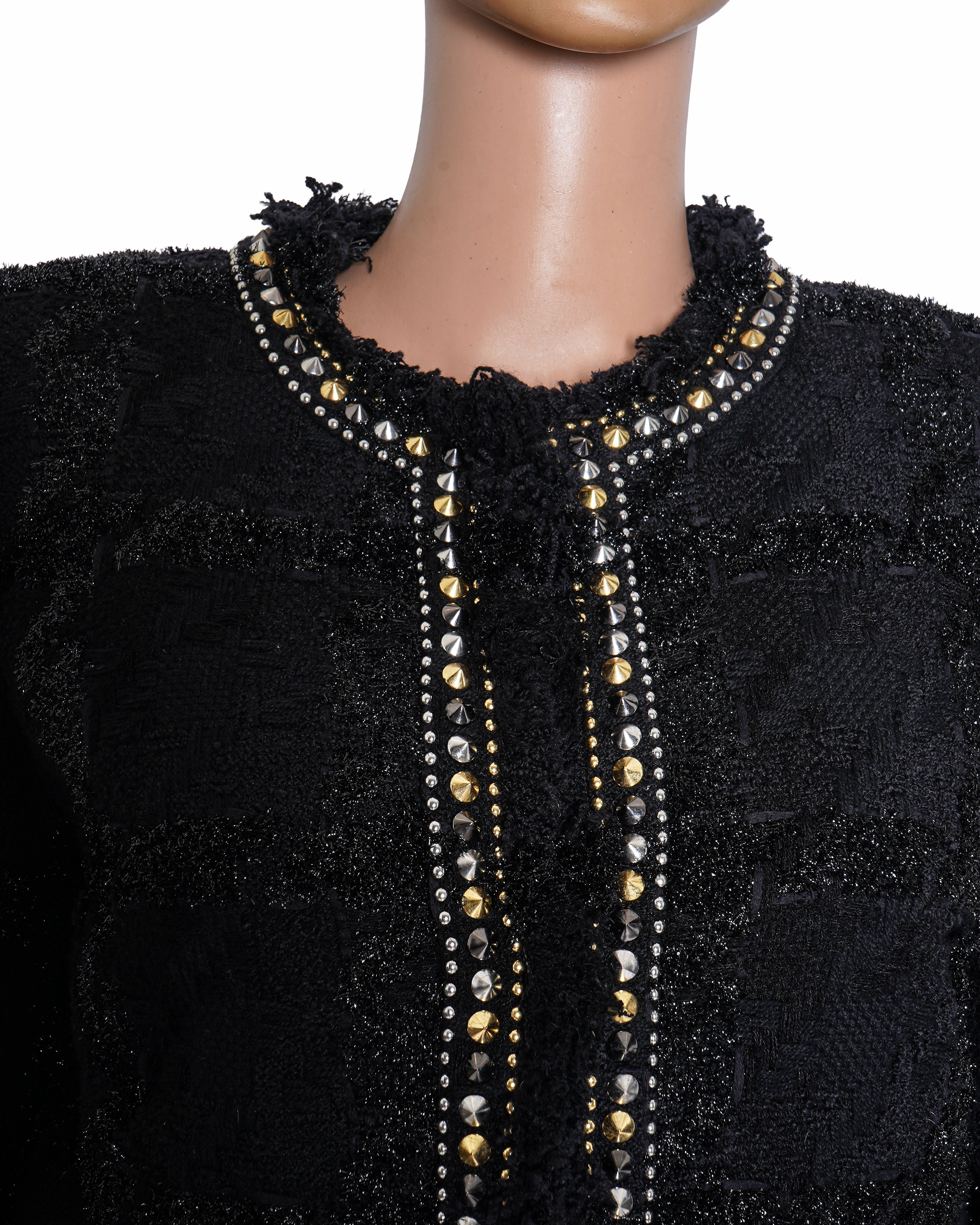 Versace Studded Lurex Tweed Cropped Jacket