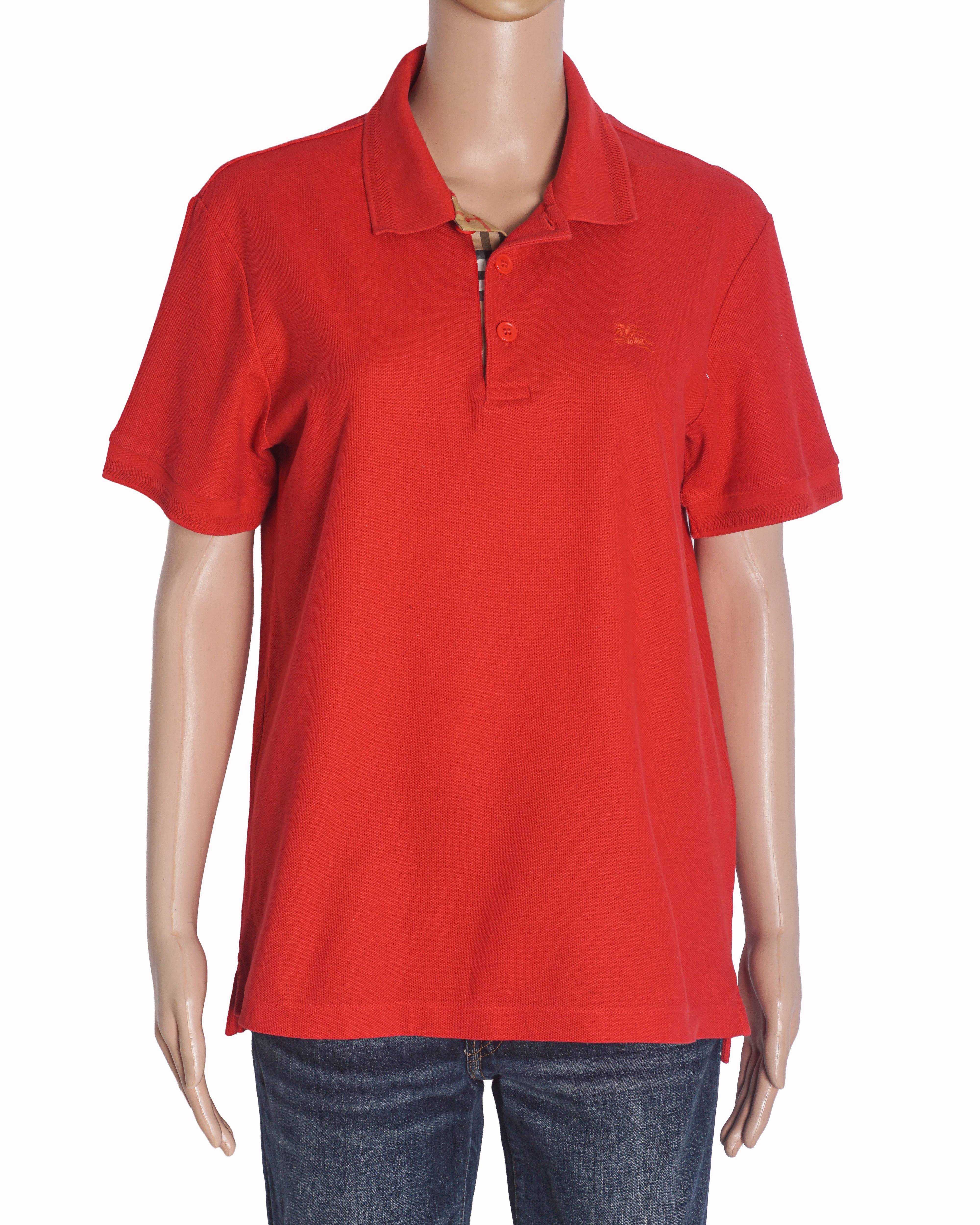 Burberry Red Cotton Piqué Polo T-Shirt