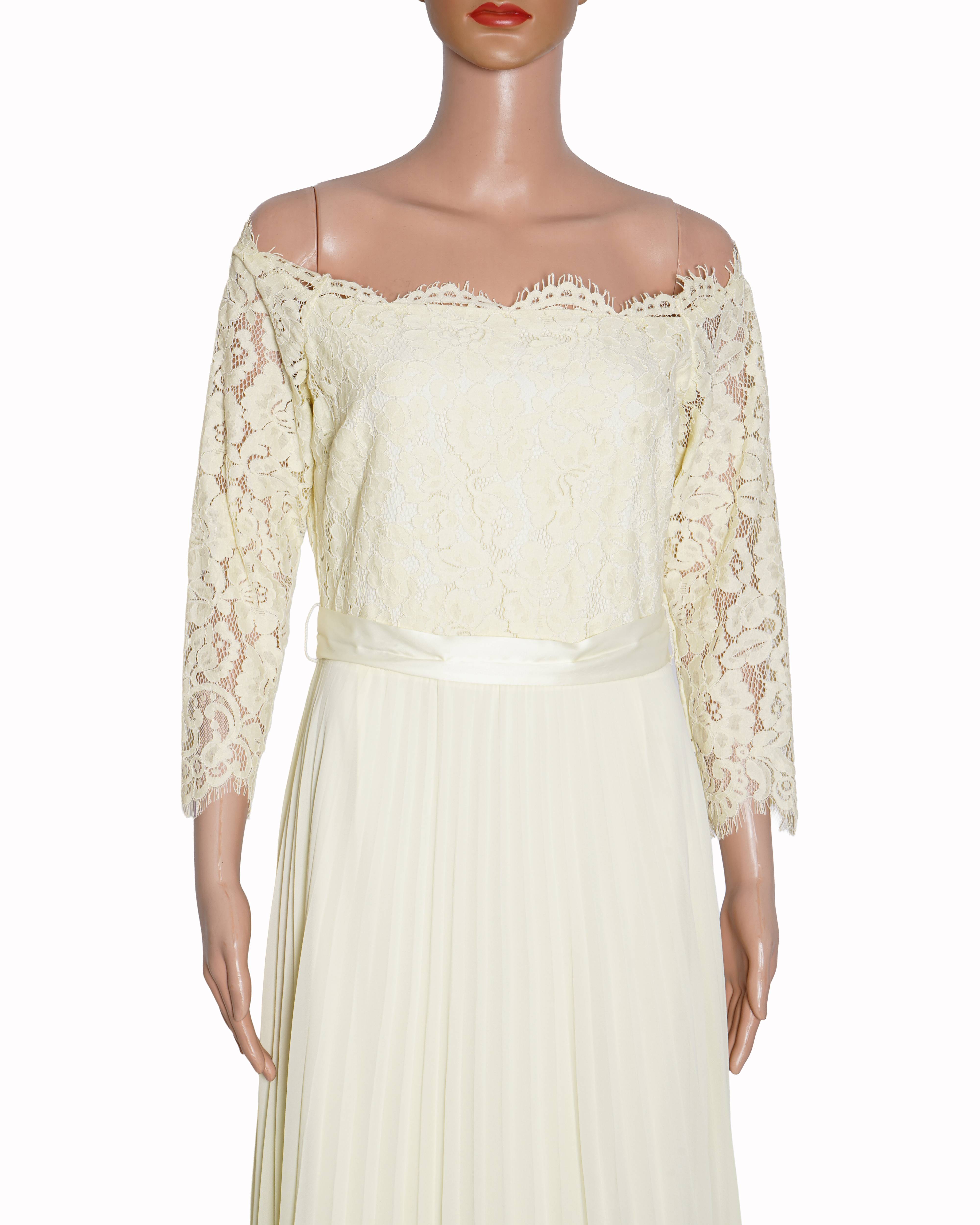 New Coast Pale Lemon Maxi Pleated Dress