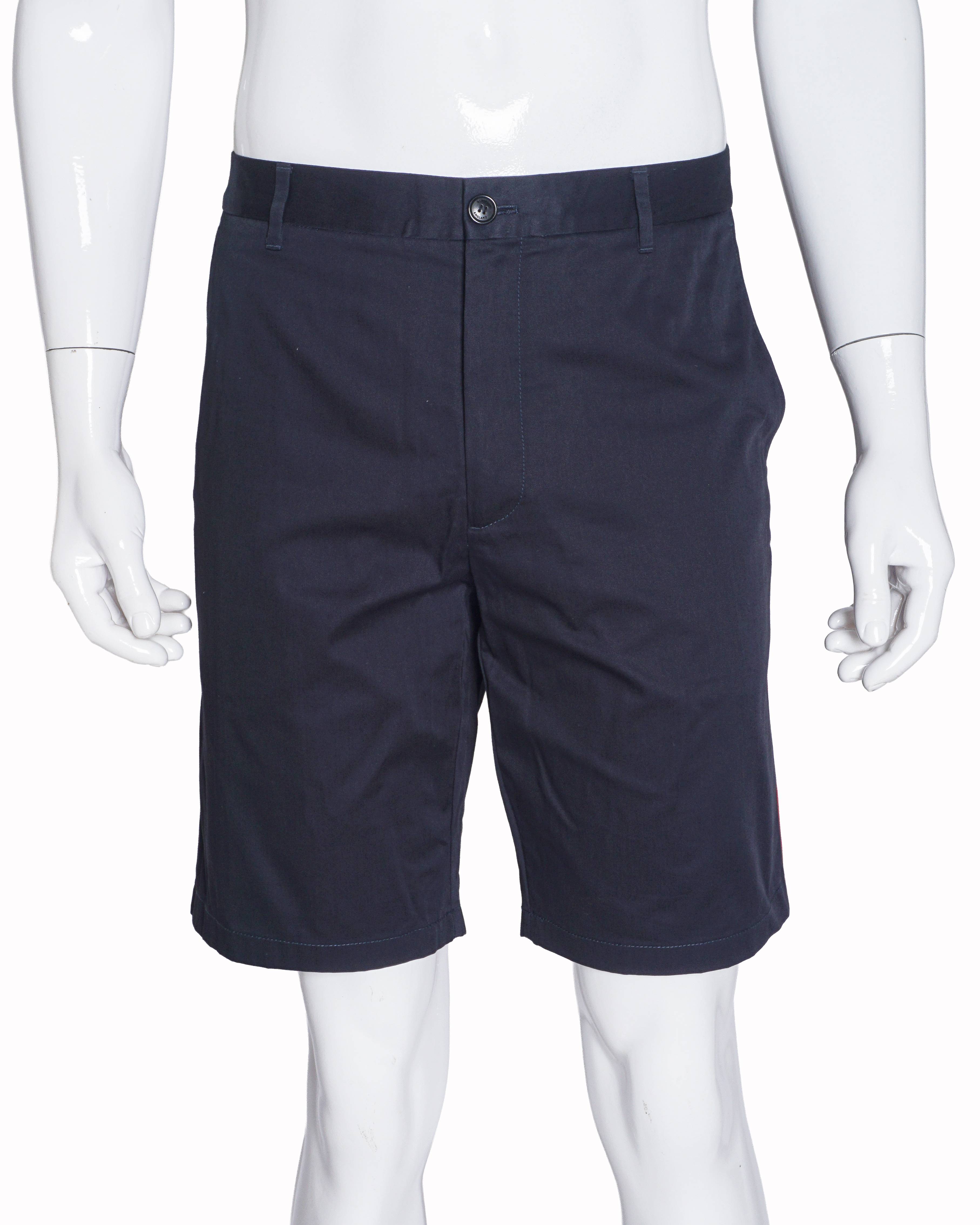 Burberry Men's Navy Cotton Side House Check Stripe Shorts