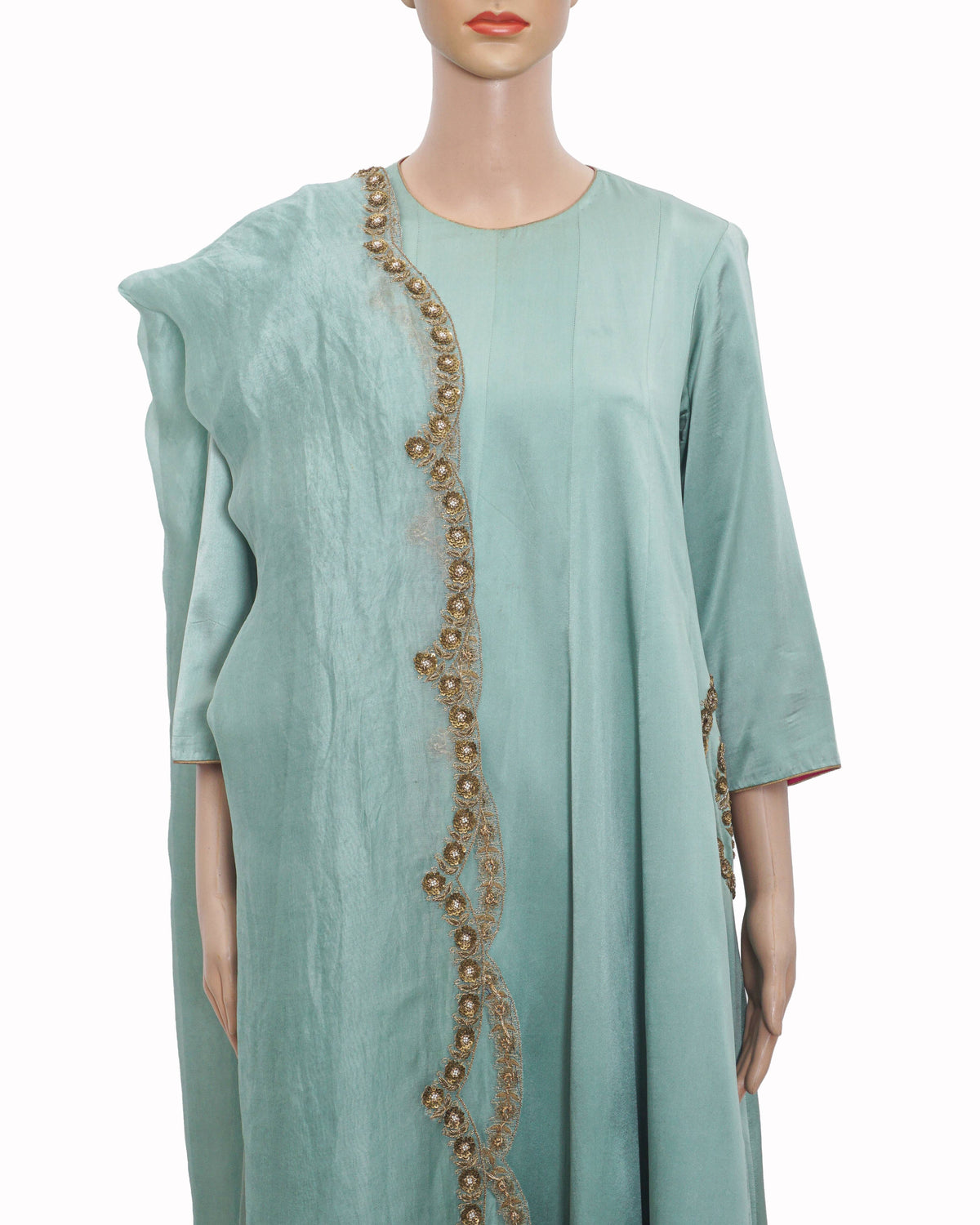 Raw Mango by Sanjay Garg Mint Green Zari Embroidered Silk Anarkali Set