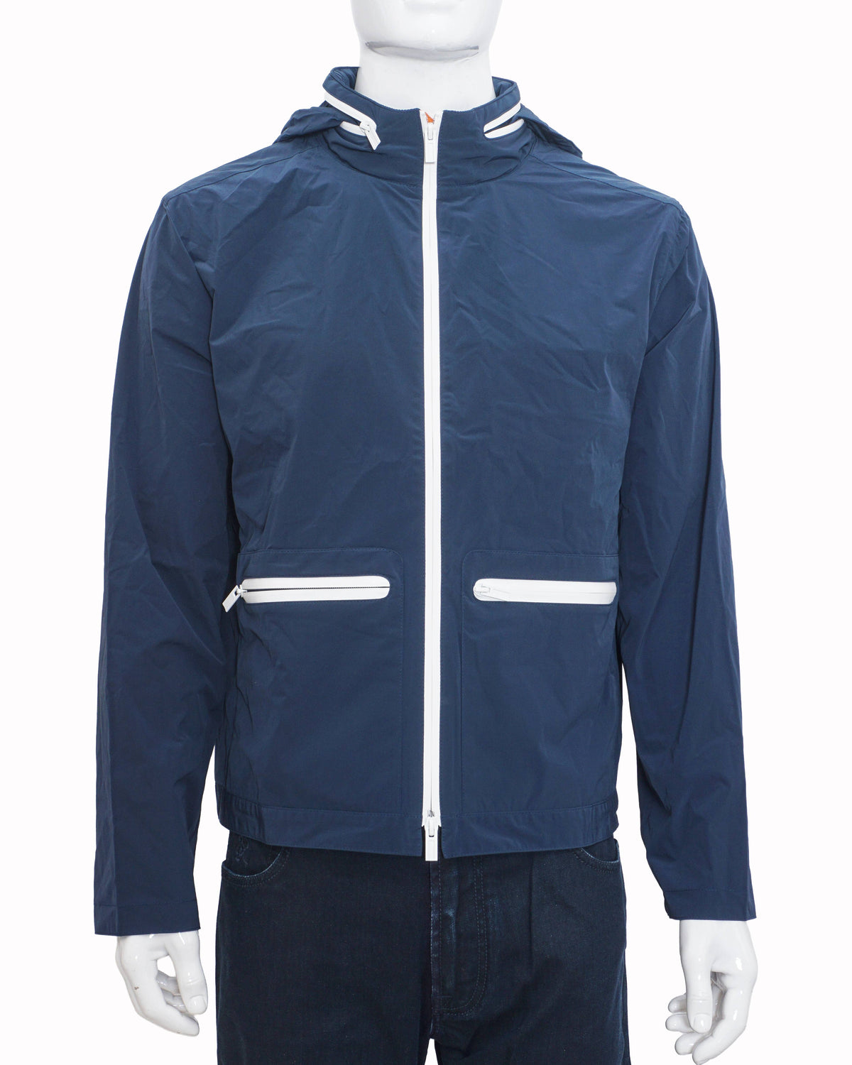 Hermès Navy Blue Technical Performance Hooded Jacket
