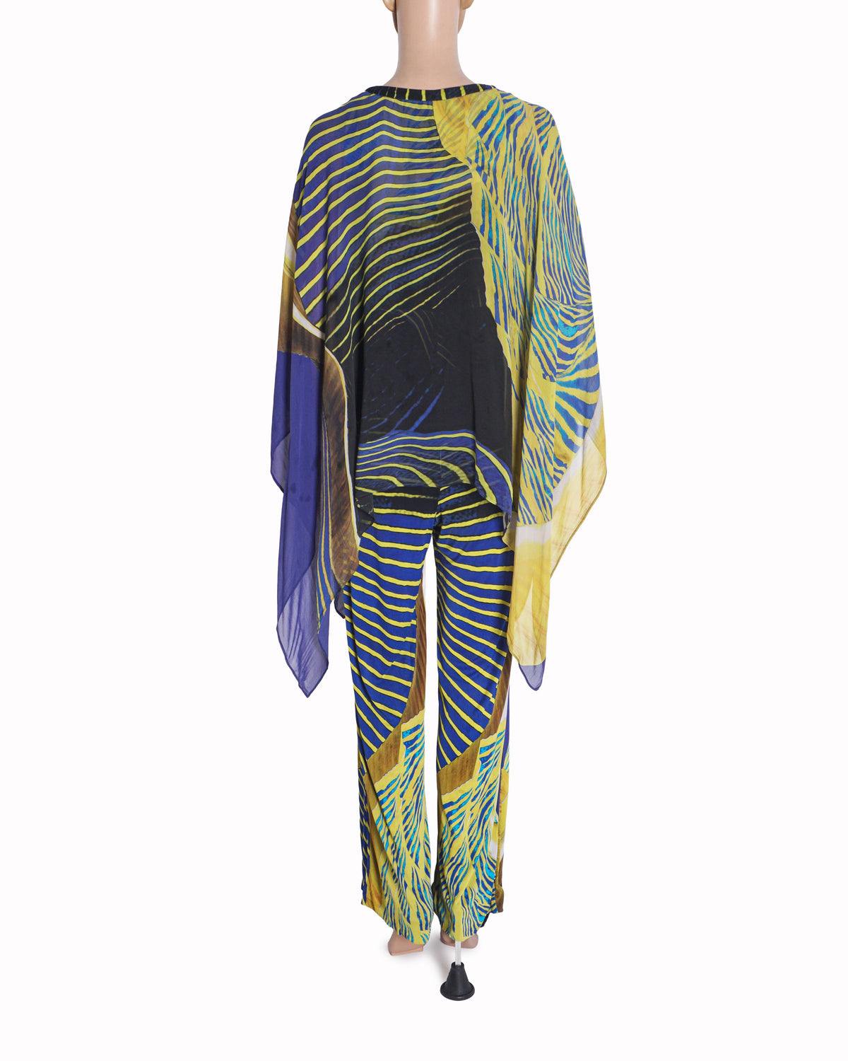 Roberto Cavalli Printed Sleeveless Jumpsuit With Silk Printed Poncho
