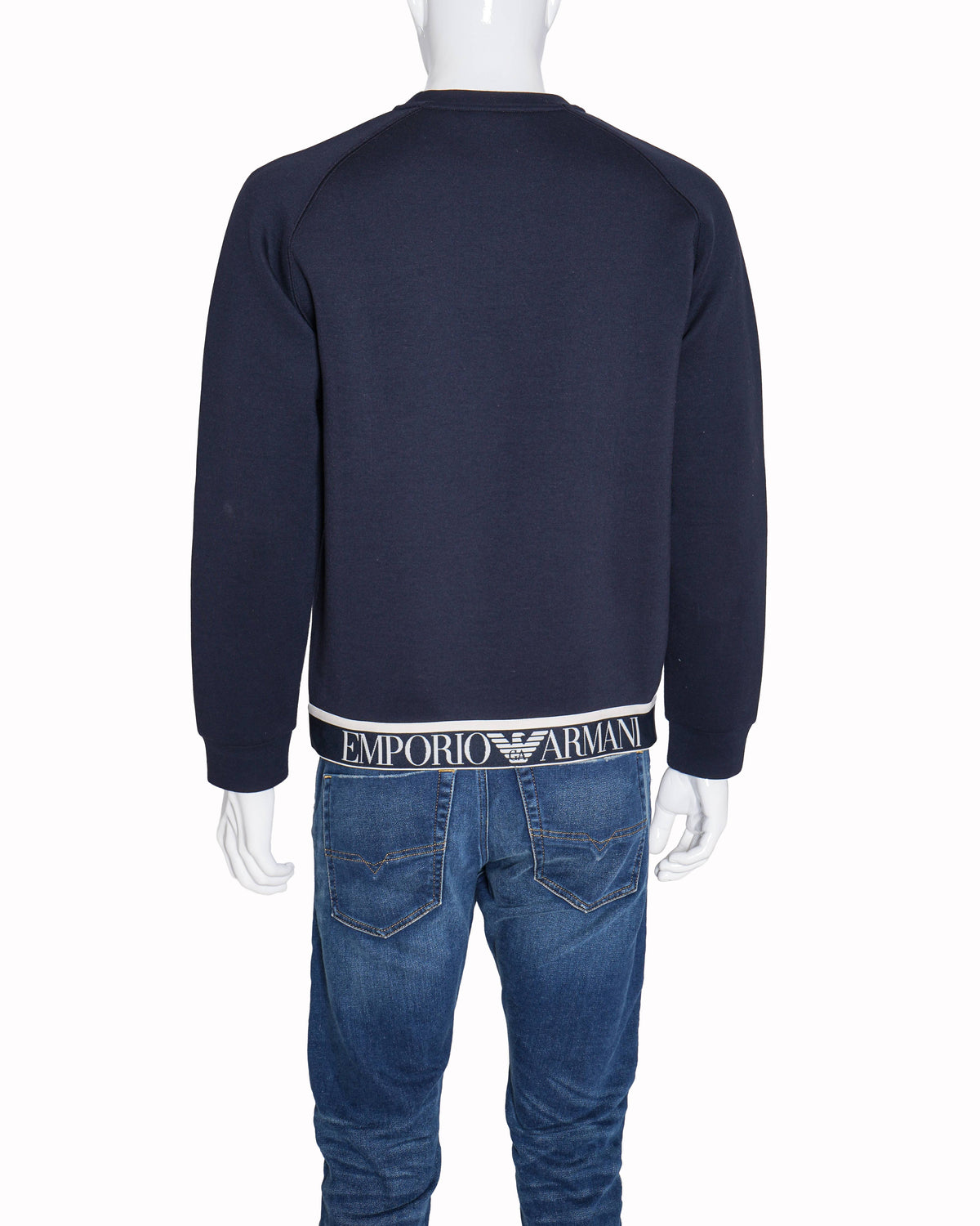 Emporio Armani Men's Navy Blue Logo-Hem Sweatshirt