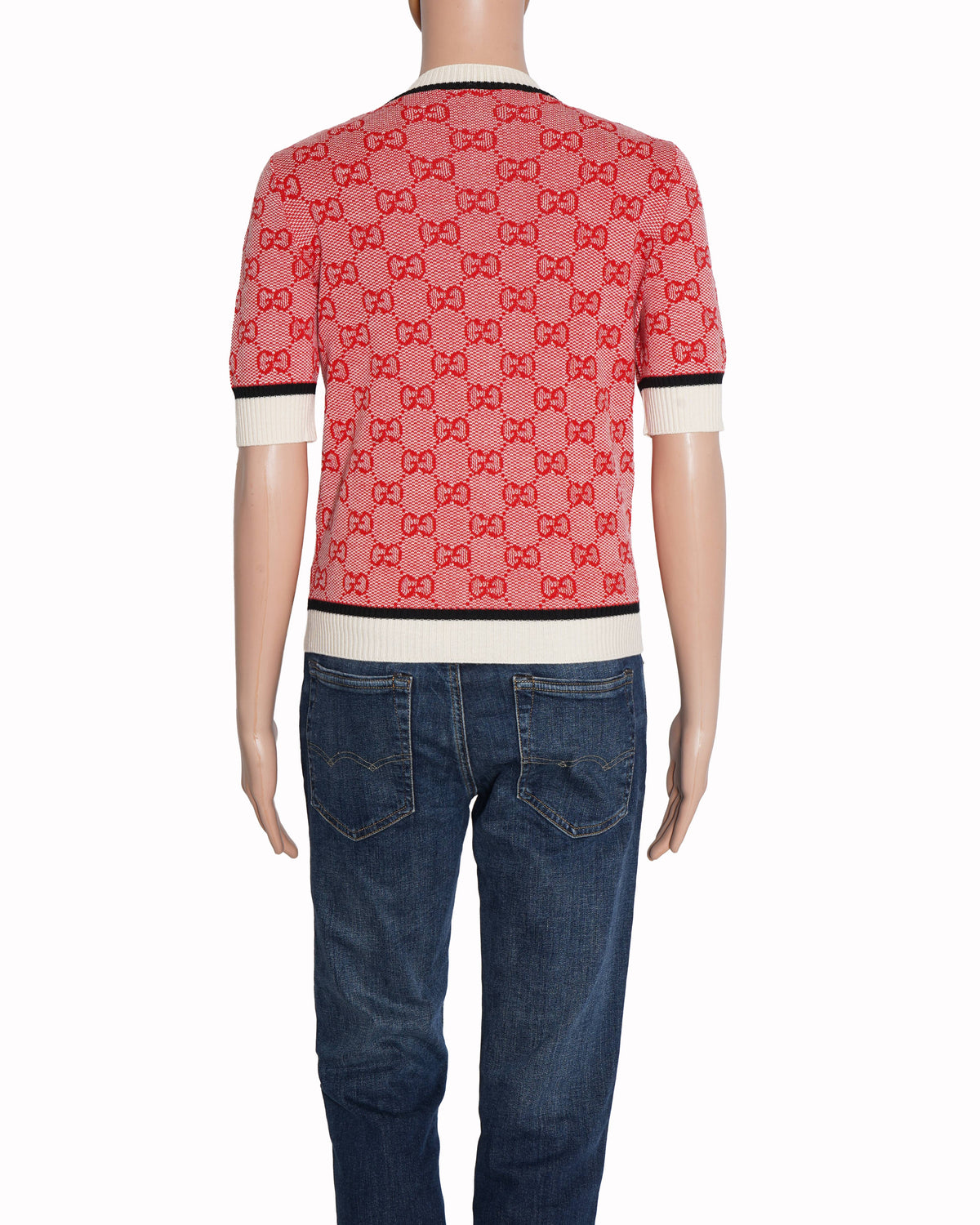 Gucci Red/White knit 'GG' Short Sleeve Top