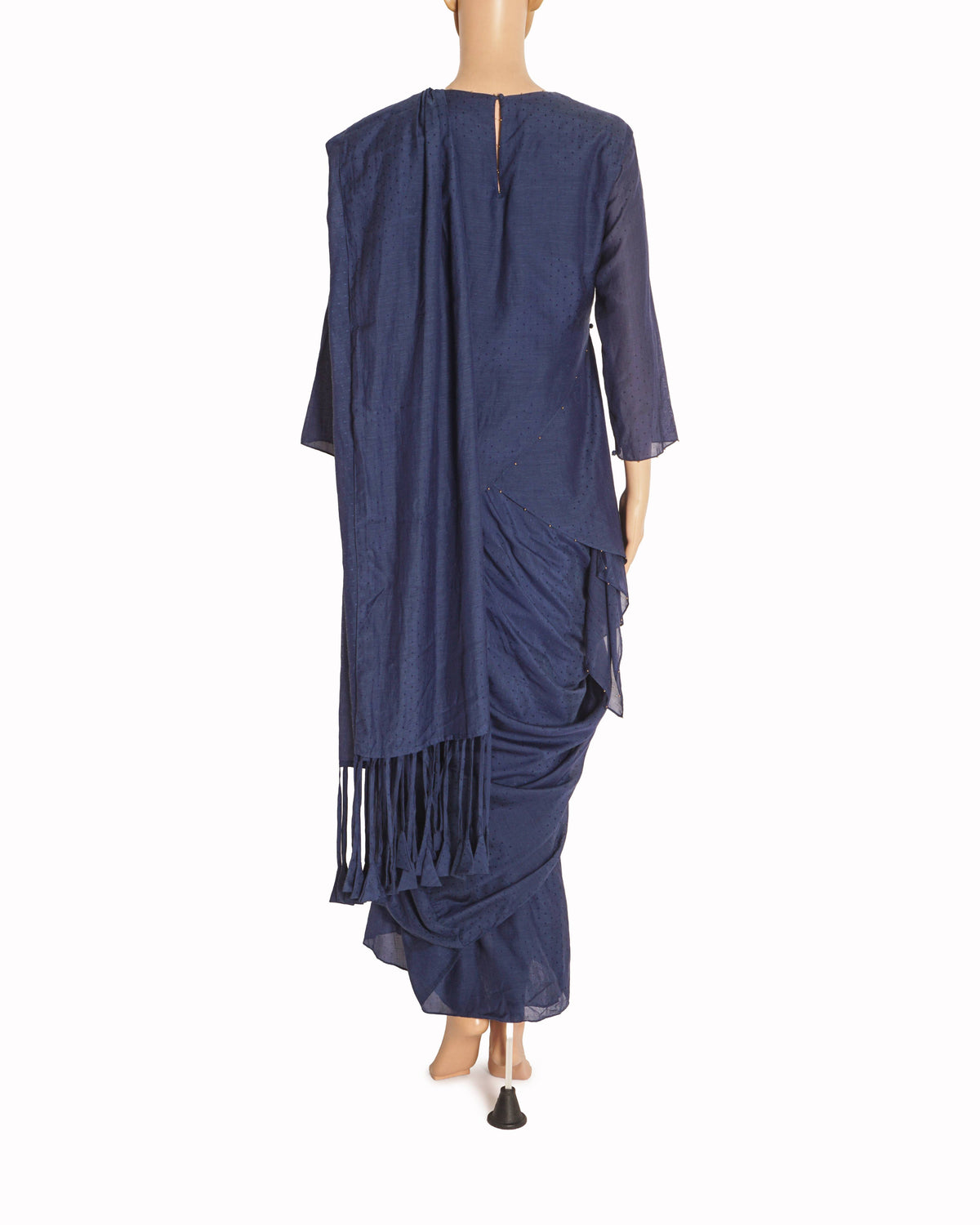 Aikeyah Beatrice Navy Blue Pre-Draped Saree Tunic