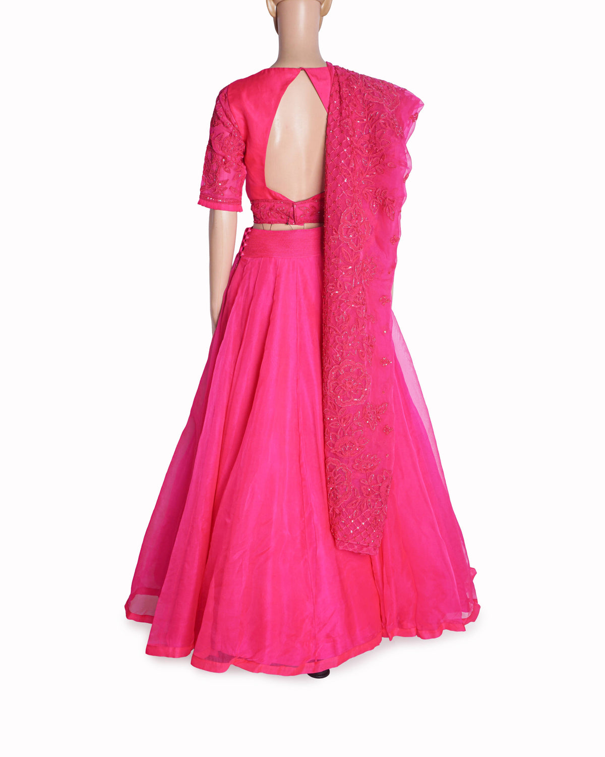 Manish Malhotra Hot Pink Embroidered Sequins & Bead Lehenga Set