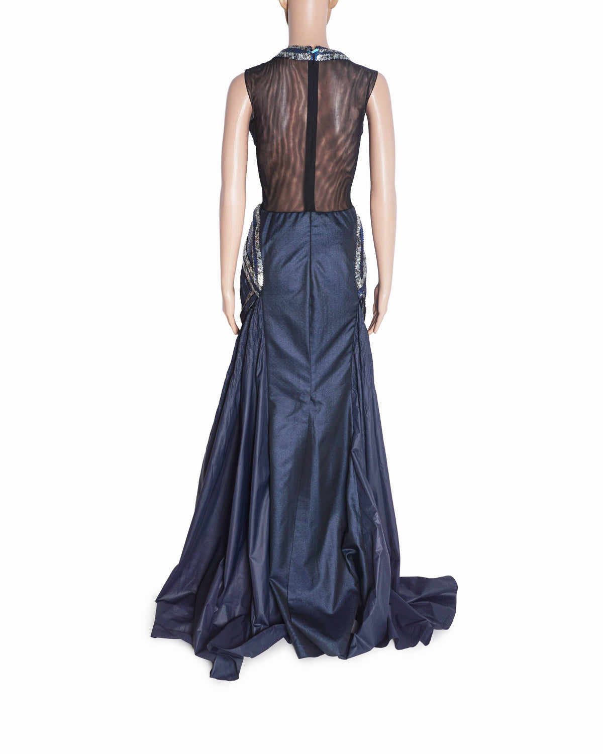 Amit Aggarwal Blue Structured Metallic Corded Gown