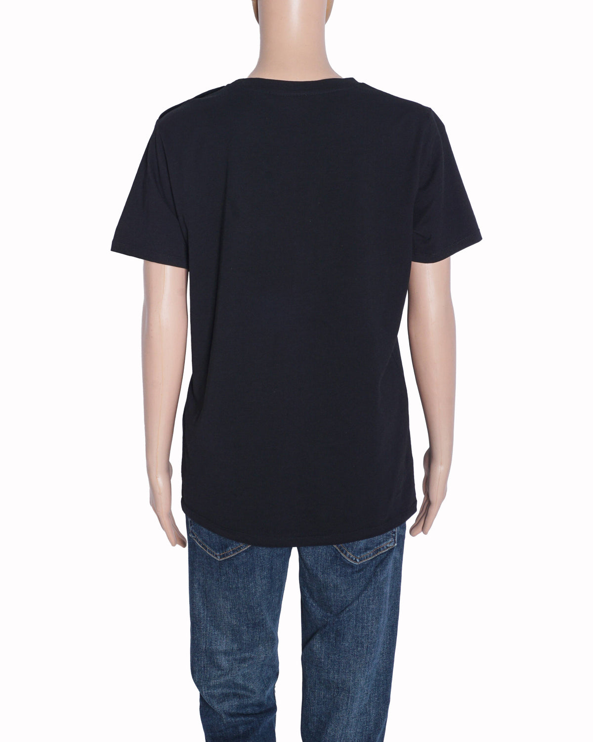 Balmain Black Cotton Gold Logo Button-Embellished T-Shirt