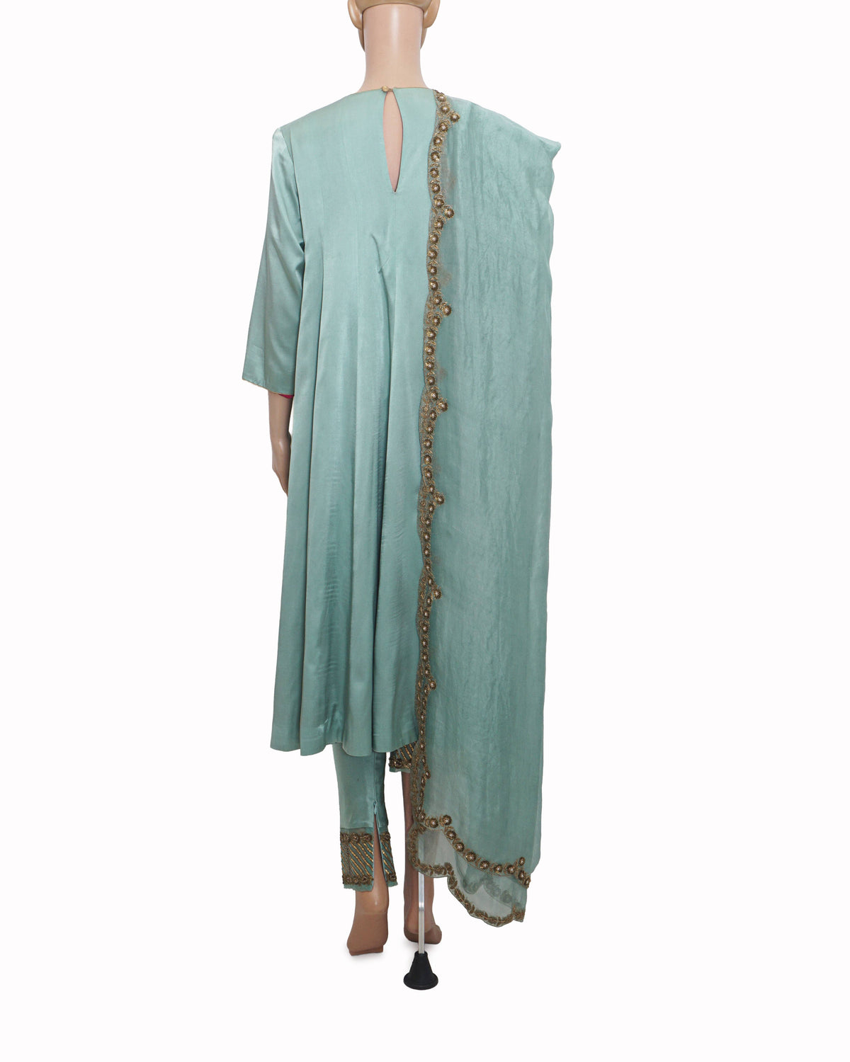 Raw Mango by Sanjay Garg Mint Green Zari Embroidered Silk Anarkali Set