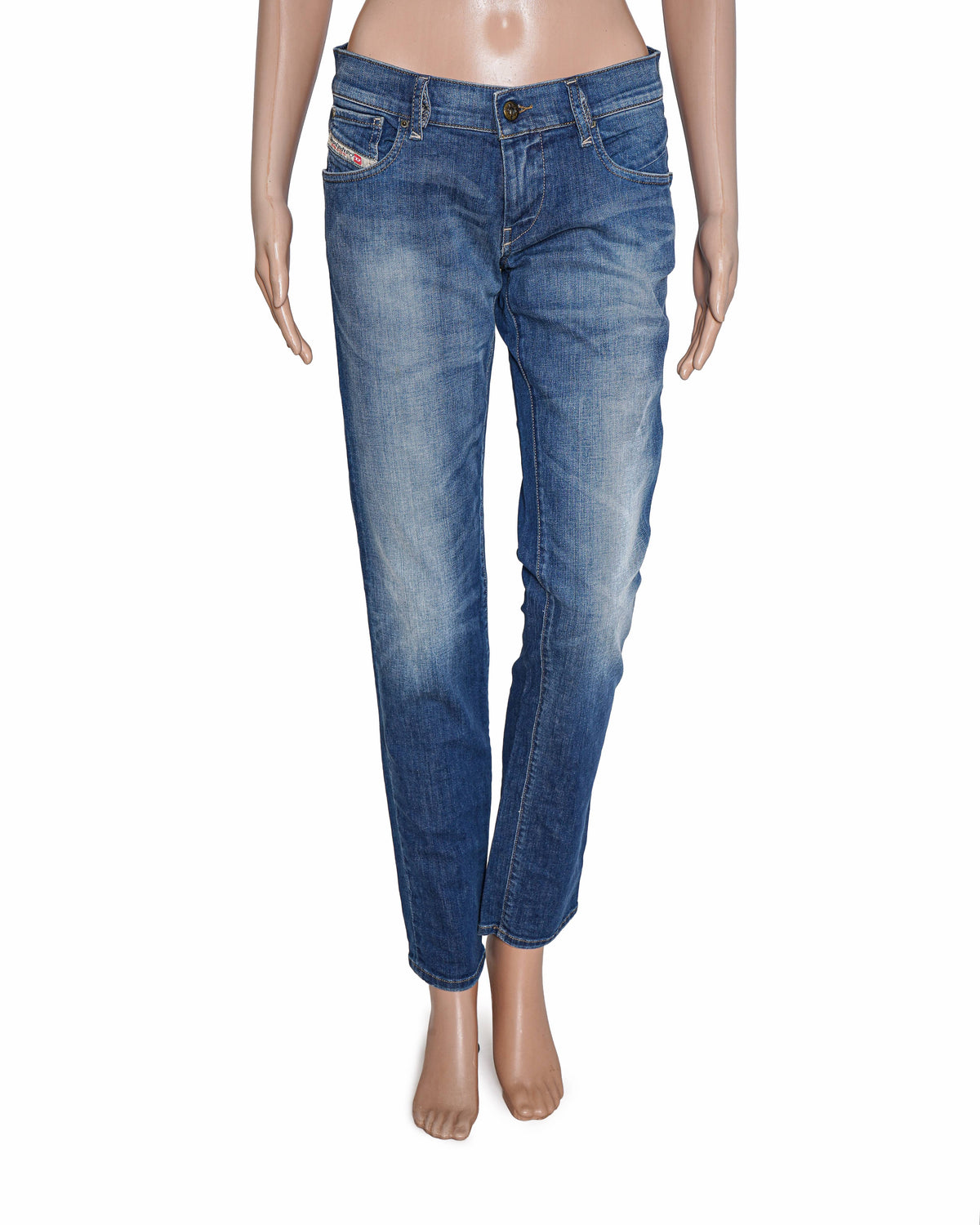 Diesel Dark Blue Slim-Fit Distressed Denim Jeans