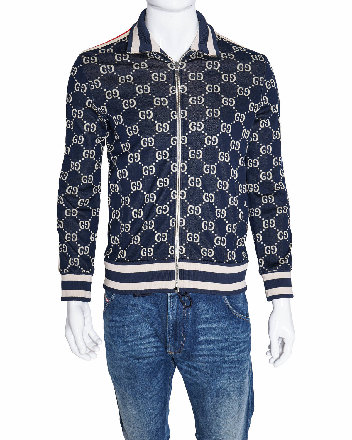 Gucci 2021 Monogram GG Printed Zip-Up Bomber Jacket