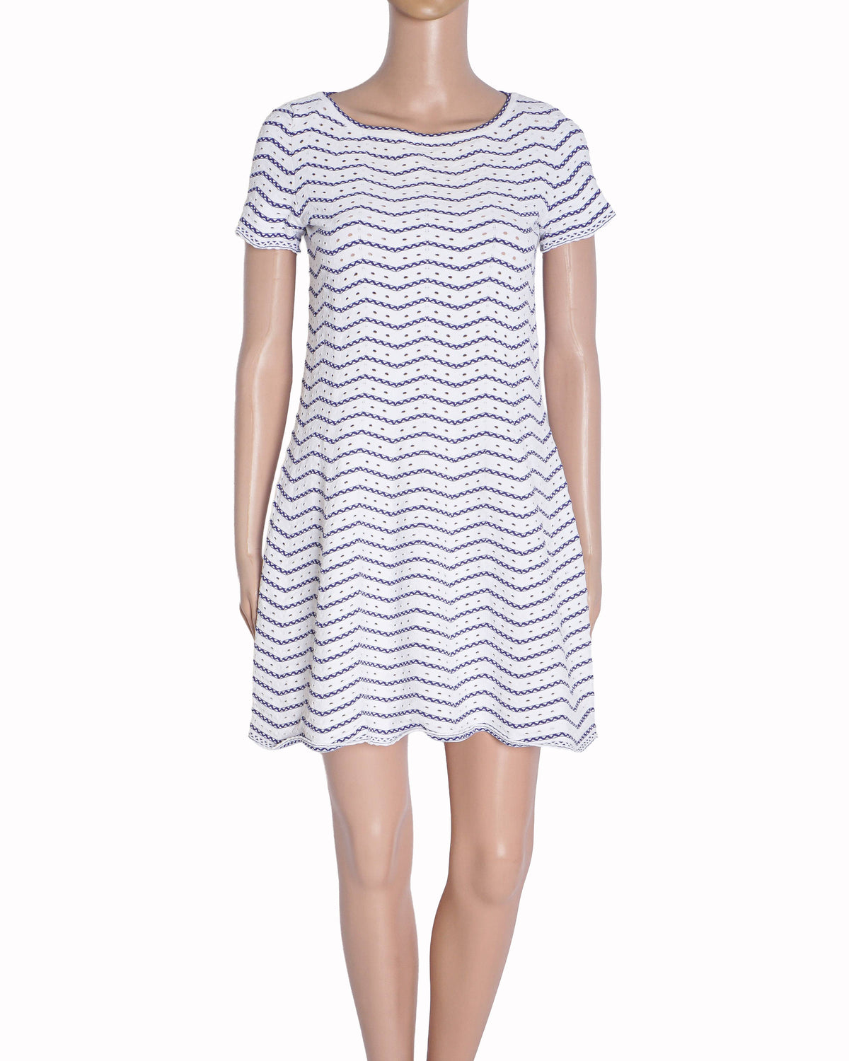 Alaïa White & Navy Striped Knit Mini Dress