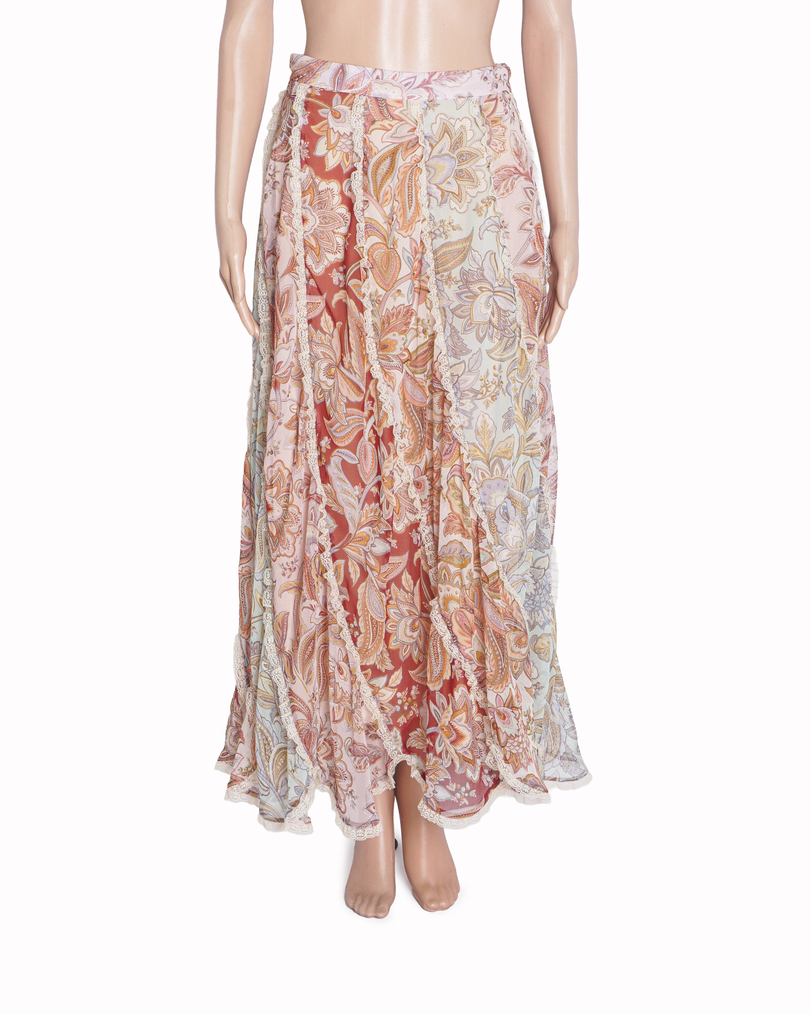Zimmermann Ladybeetle Spliced Paisley Midi Skirt