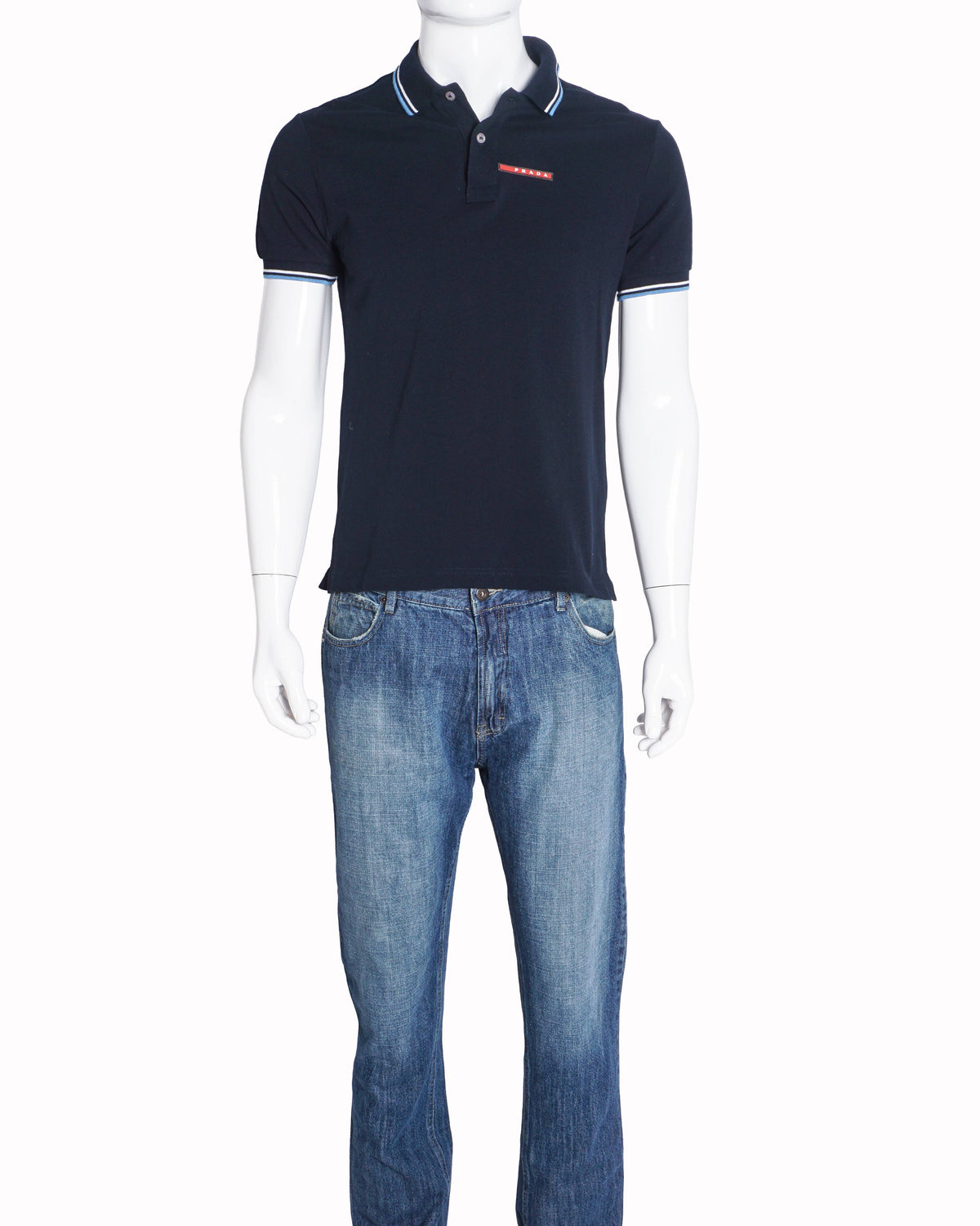 Prada Navy Blue Short Sleeve Polo T-Shirt