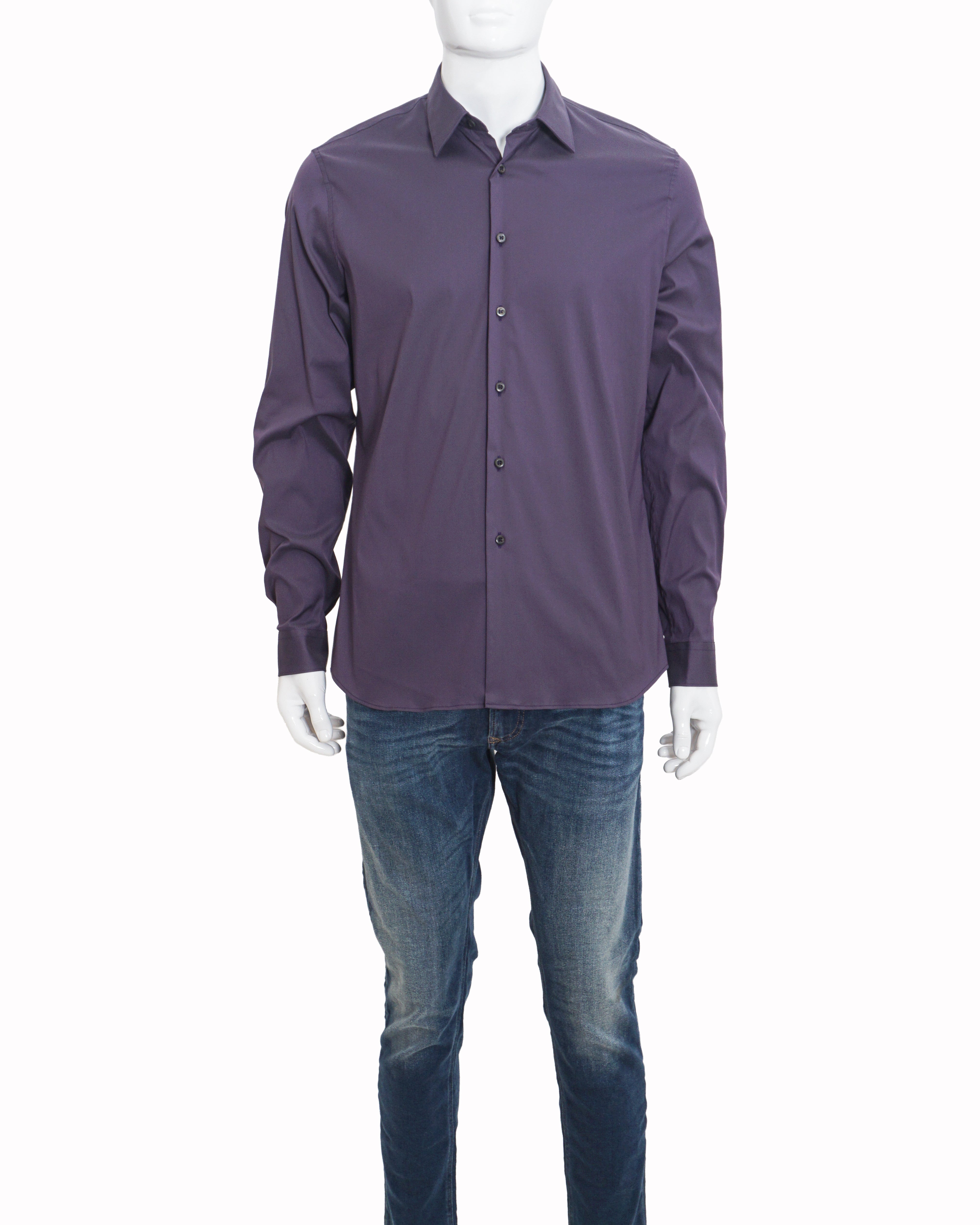 Prada Men's Purple Cotton Long-Sleeve Shirt