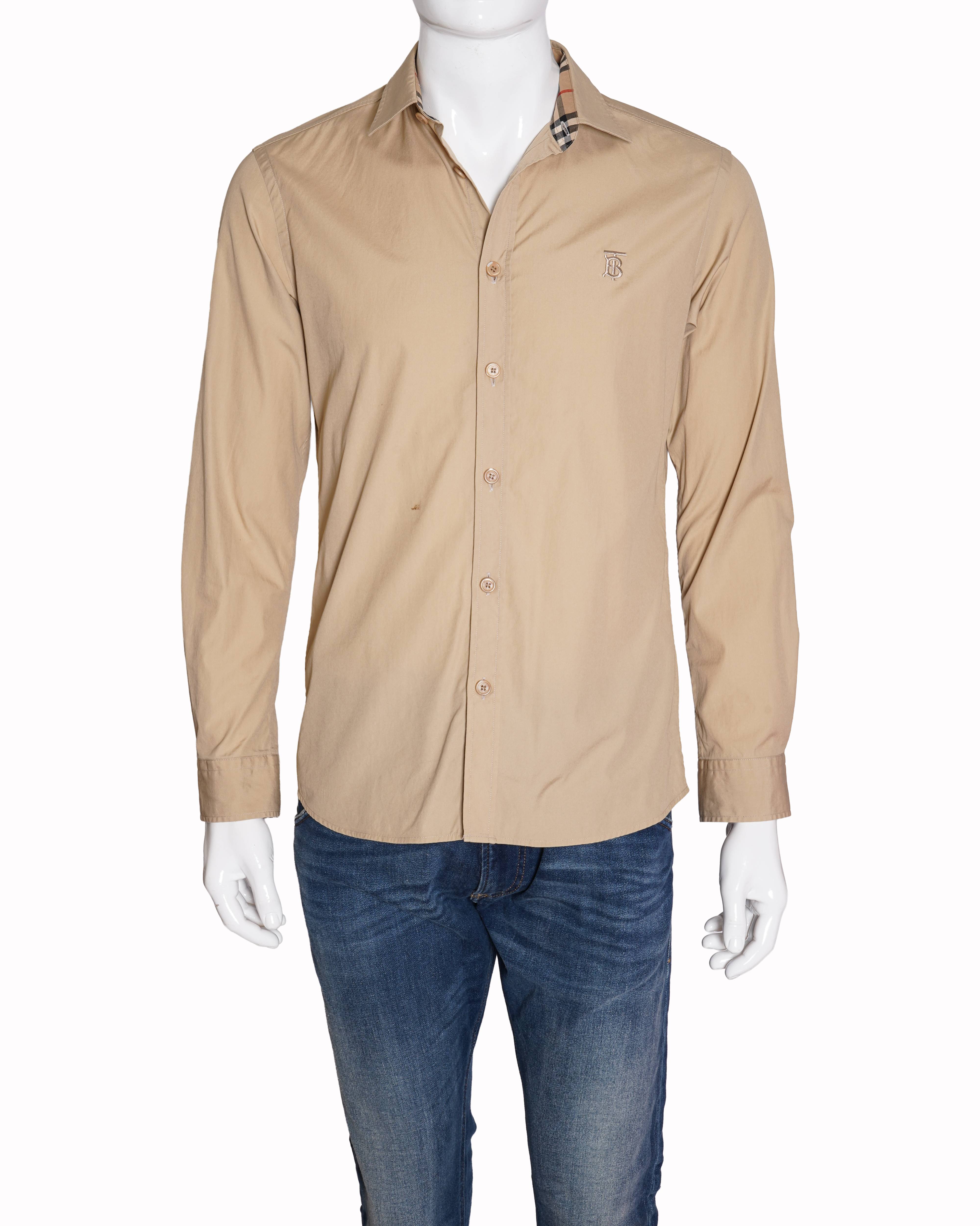 Burberry Beige Full Sleeve Shirt with Vintage Check Accents