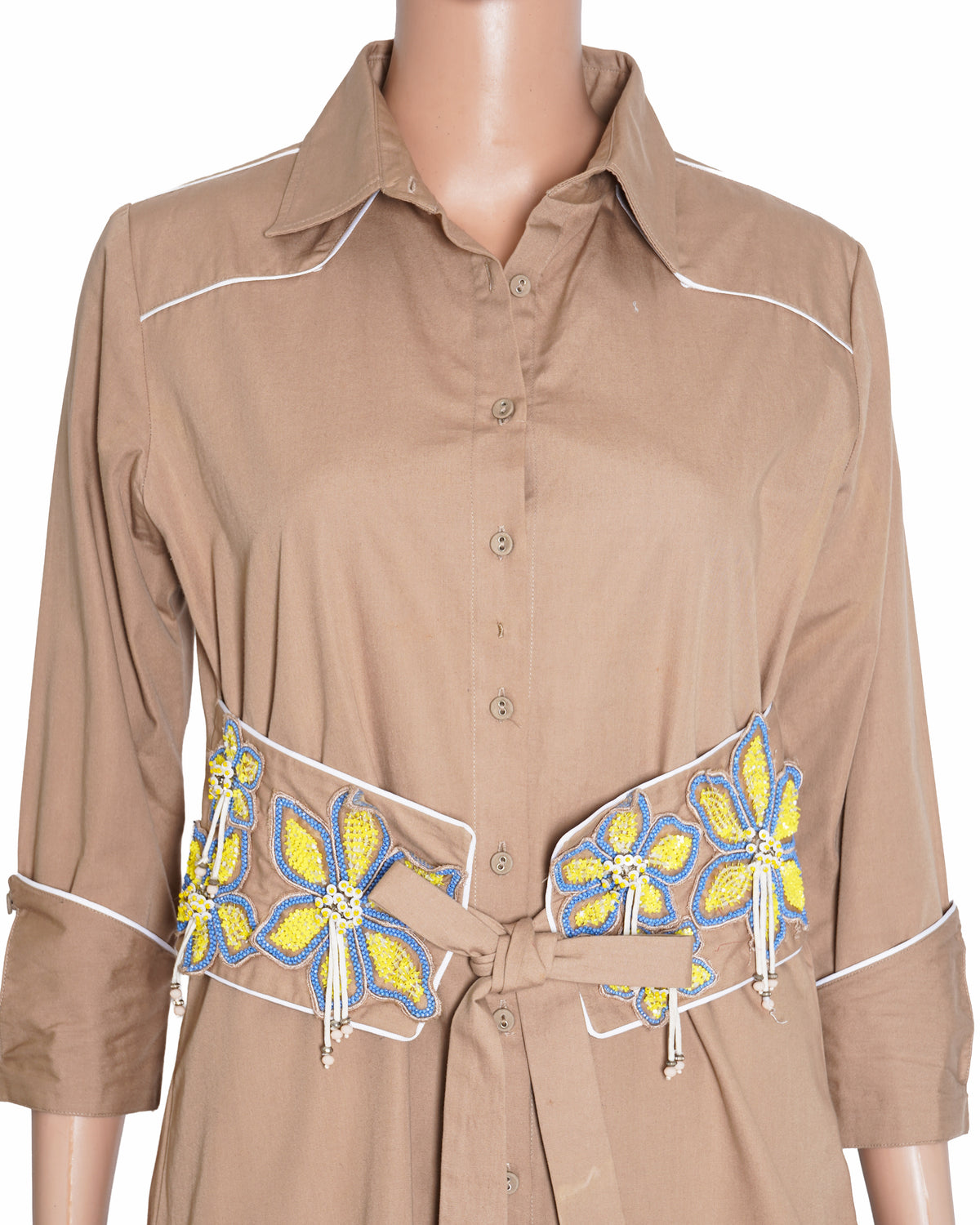 Our Love Button Down Shirt With Embroidered Belt