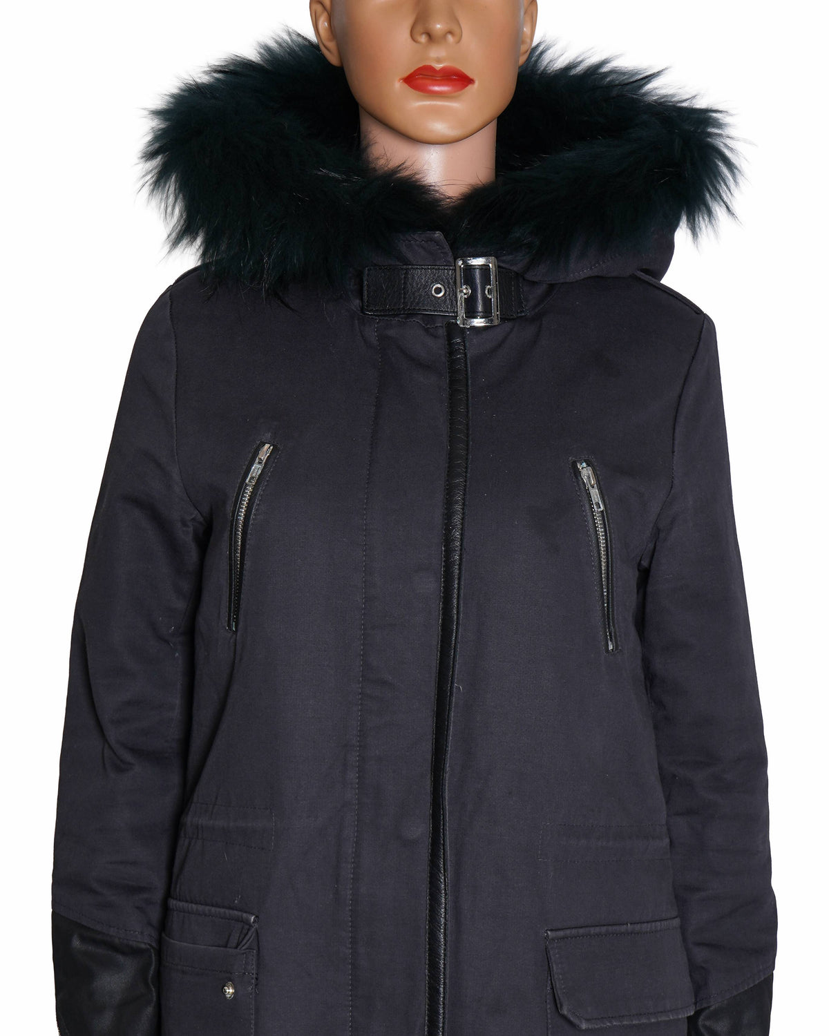 Maje Fur-Trim Hooded Parka Jacket