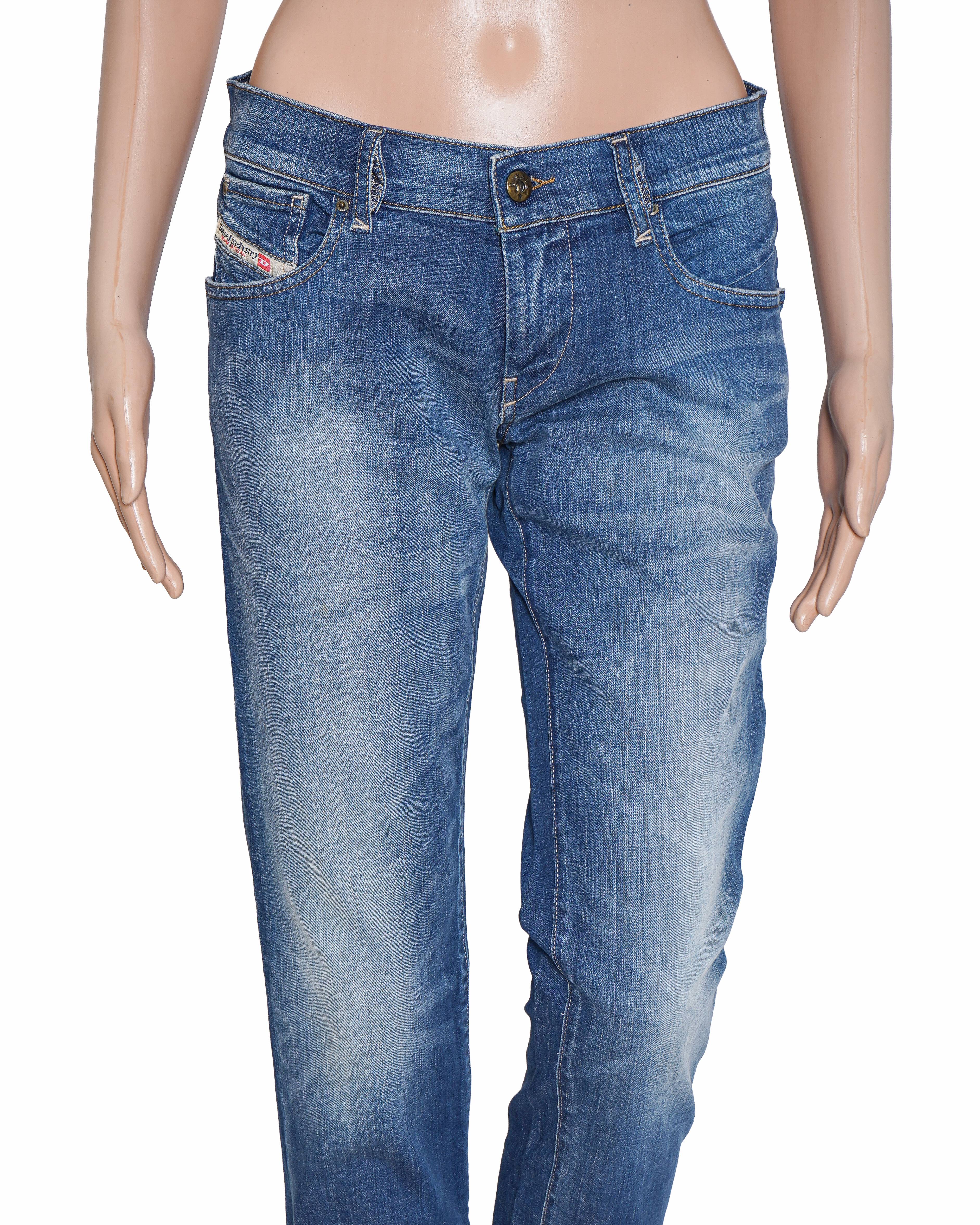 Diesel Dark Blue Slim-Fit Distressed Denim Jeans