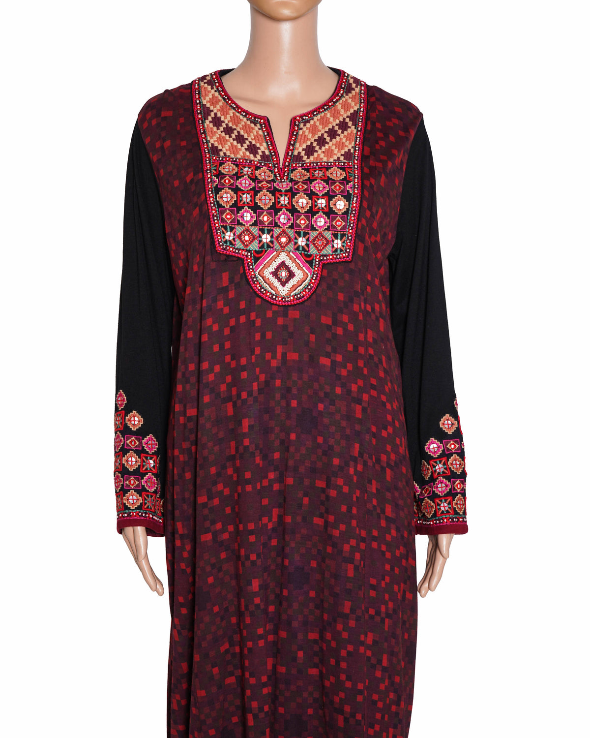 Ritu Kumar Red And Black Embroidered Kurta