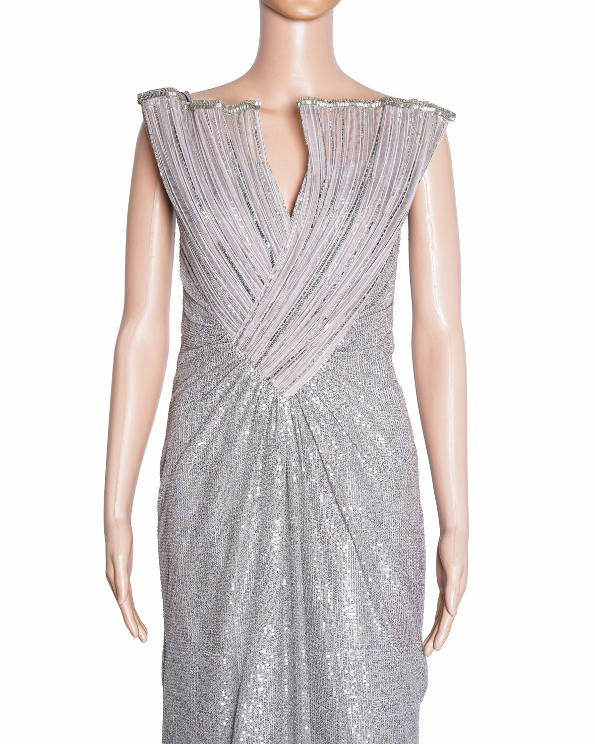 Gaurav Gupta Shell Silver Sequin Fan-Sculpting Gown