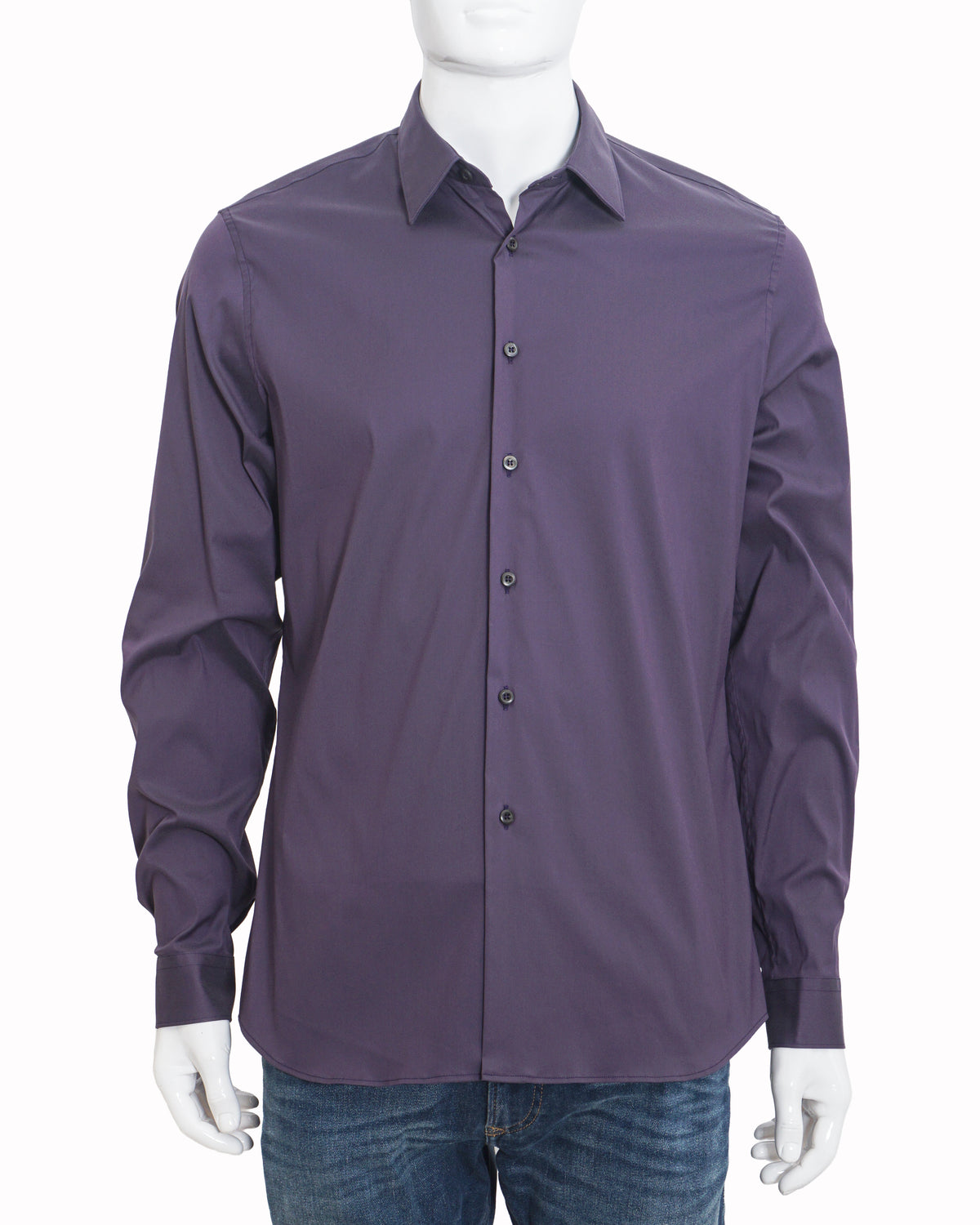 Prada Men's Purple Cotton Long-Sleeve Shirt