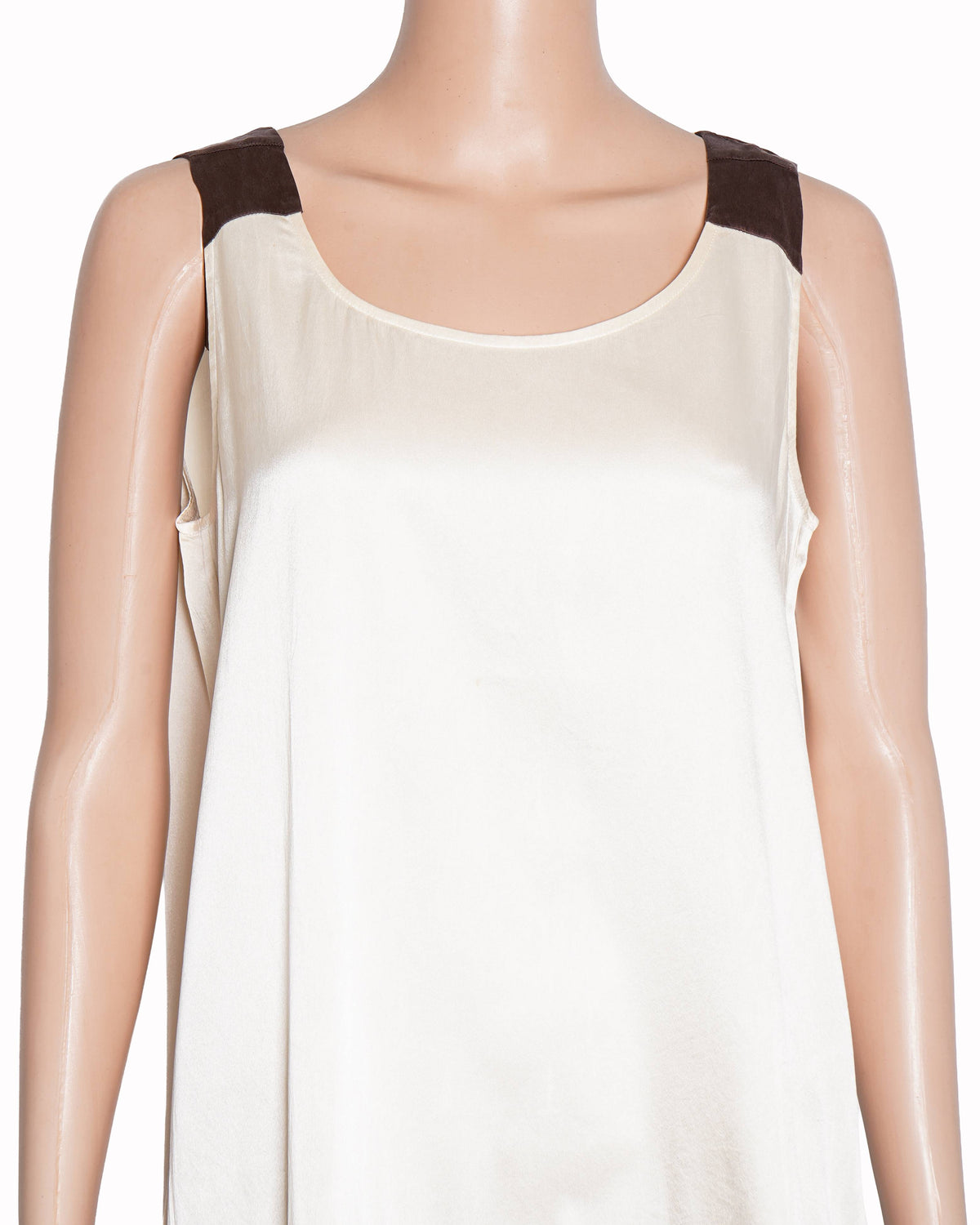 DKNY Cream & Black Color-Blocked Sleeveless Dress