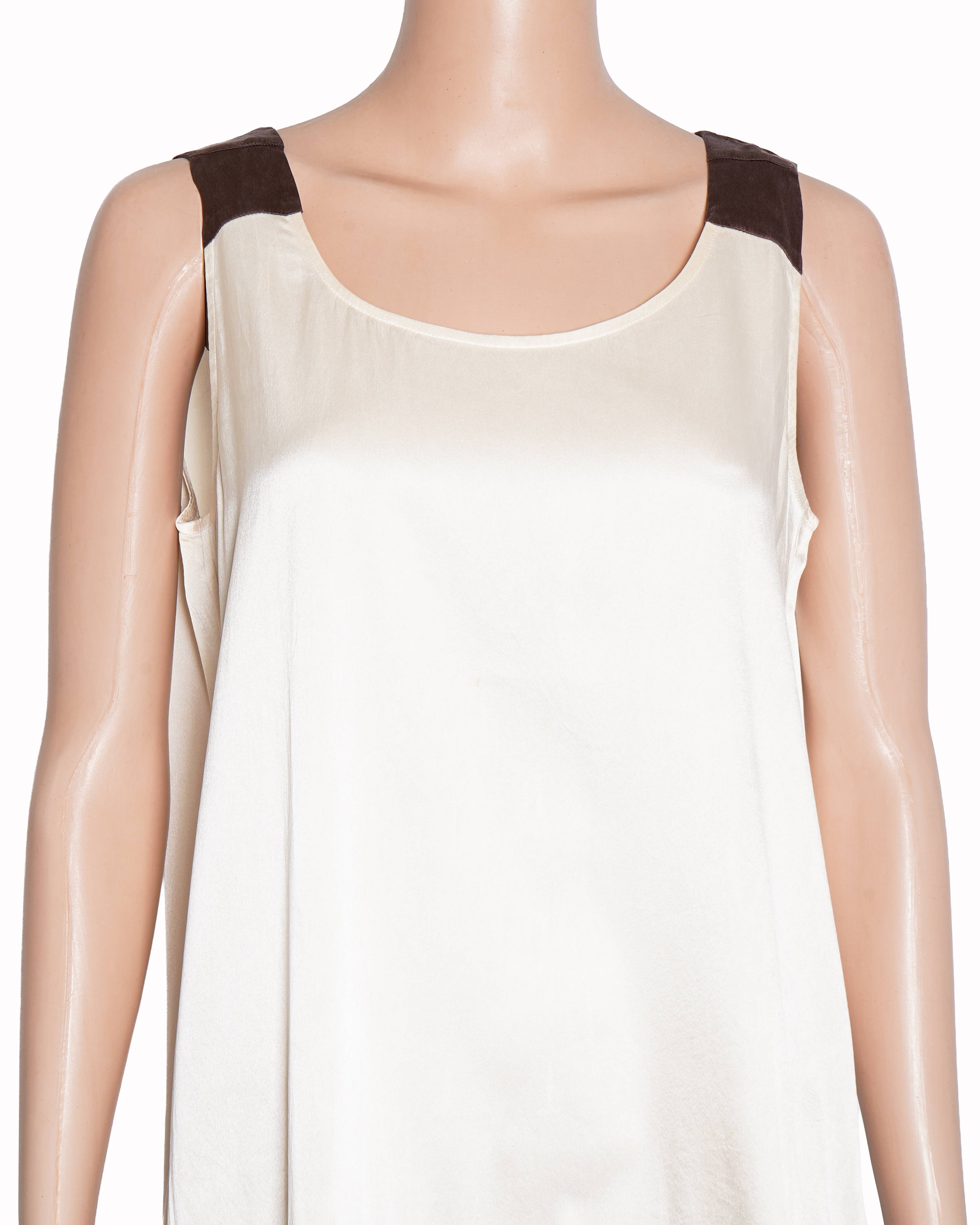 DKNY Cream & Black Color-Blocked Sleeveless Dress