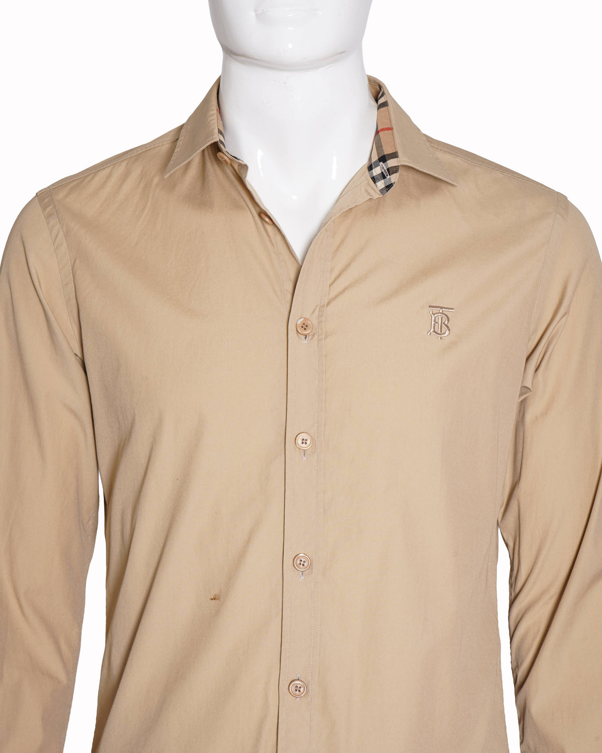 Burberry Beige Full Sleeve Shirt with Vintage Check Accents