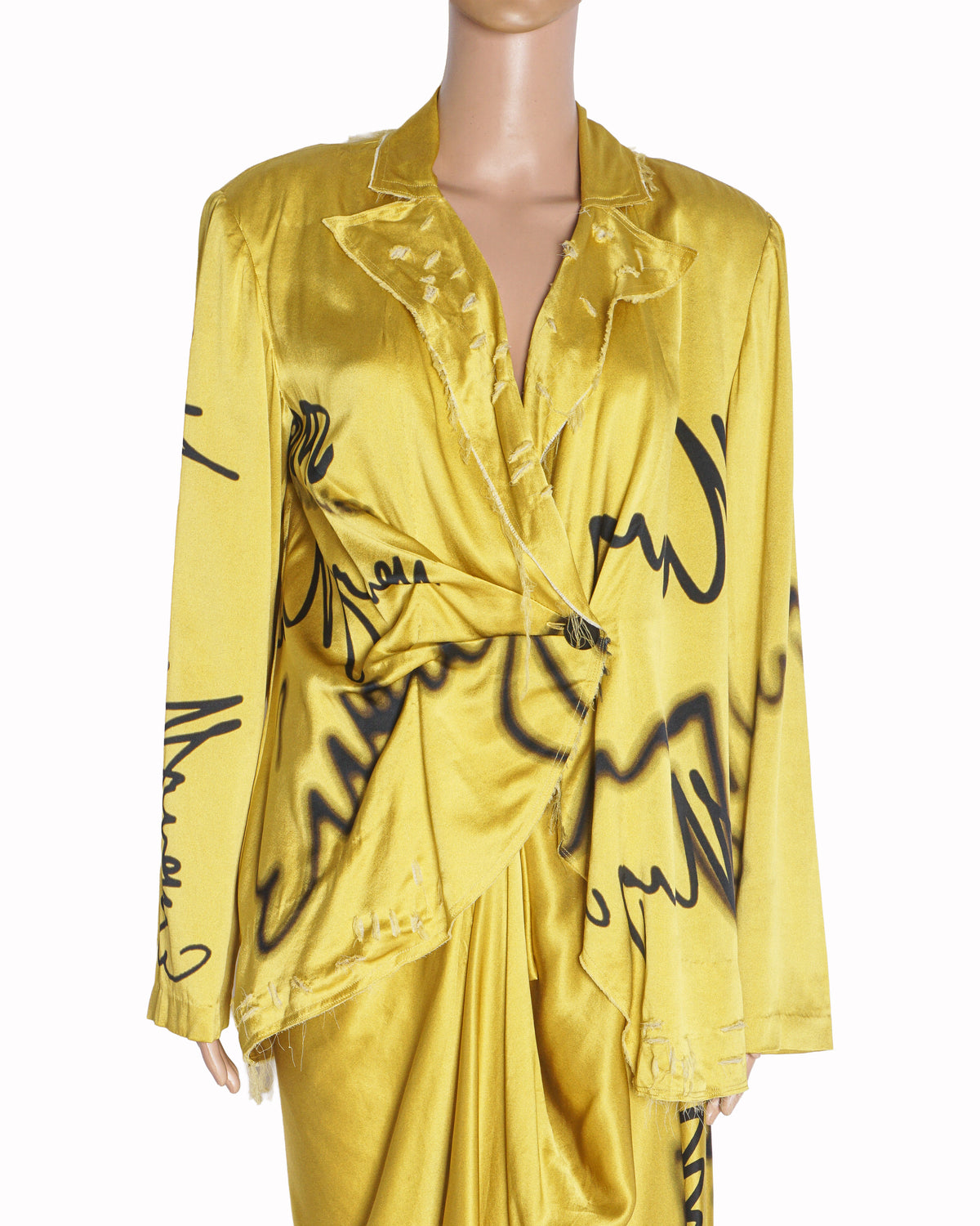 AK-OK by Anamika Khanna Mustard Yellow Graffiti Blazer & Pick-Up Skirt Co-Ord Set