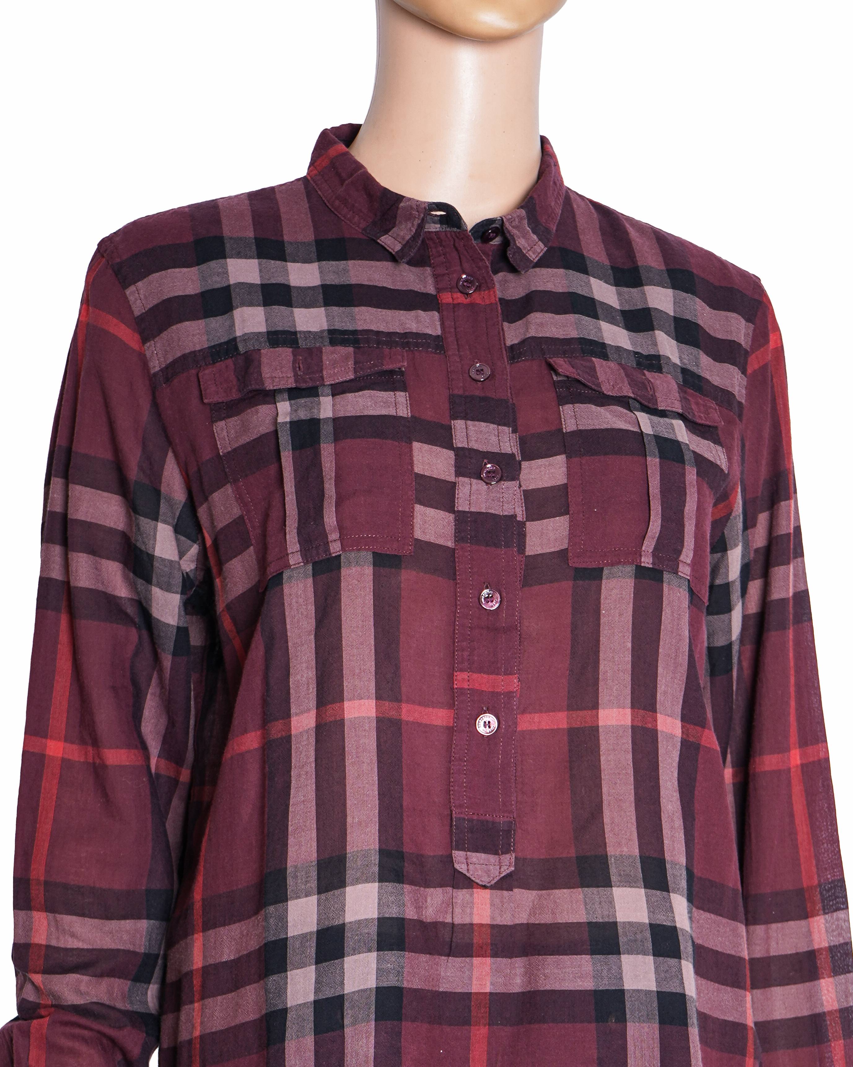 Burberry Women's Checkered Shirt In Red
