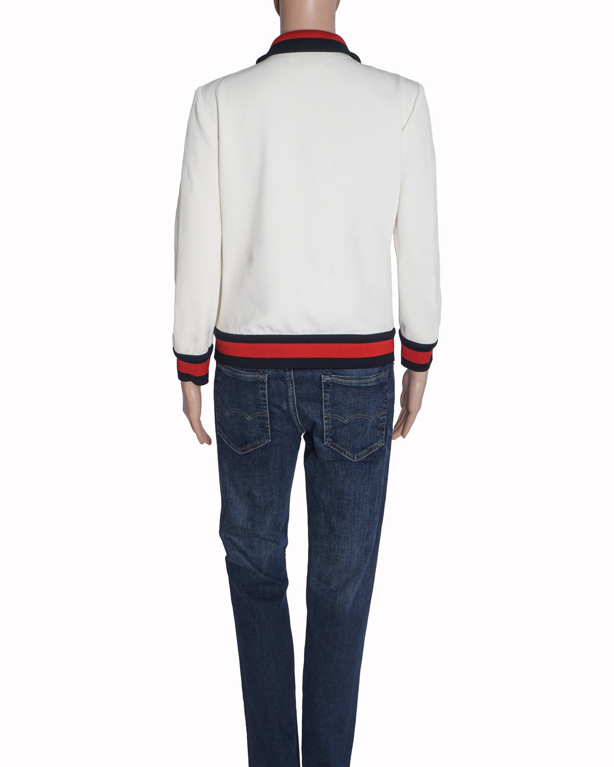 Gucci Off-White Knit Zip-Up Web Striped Track Jacket