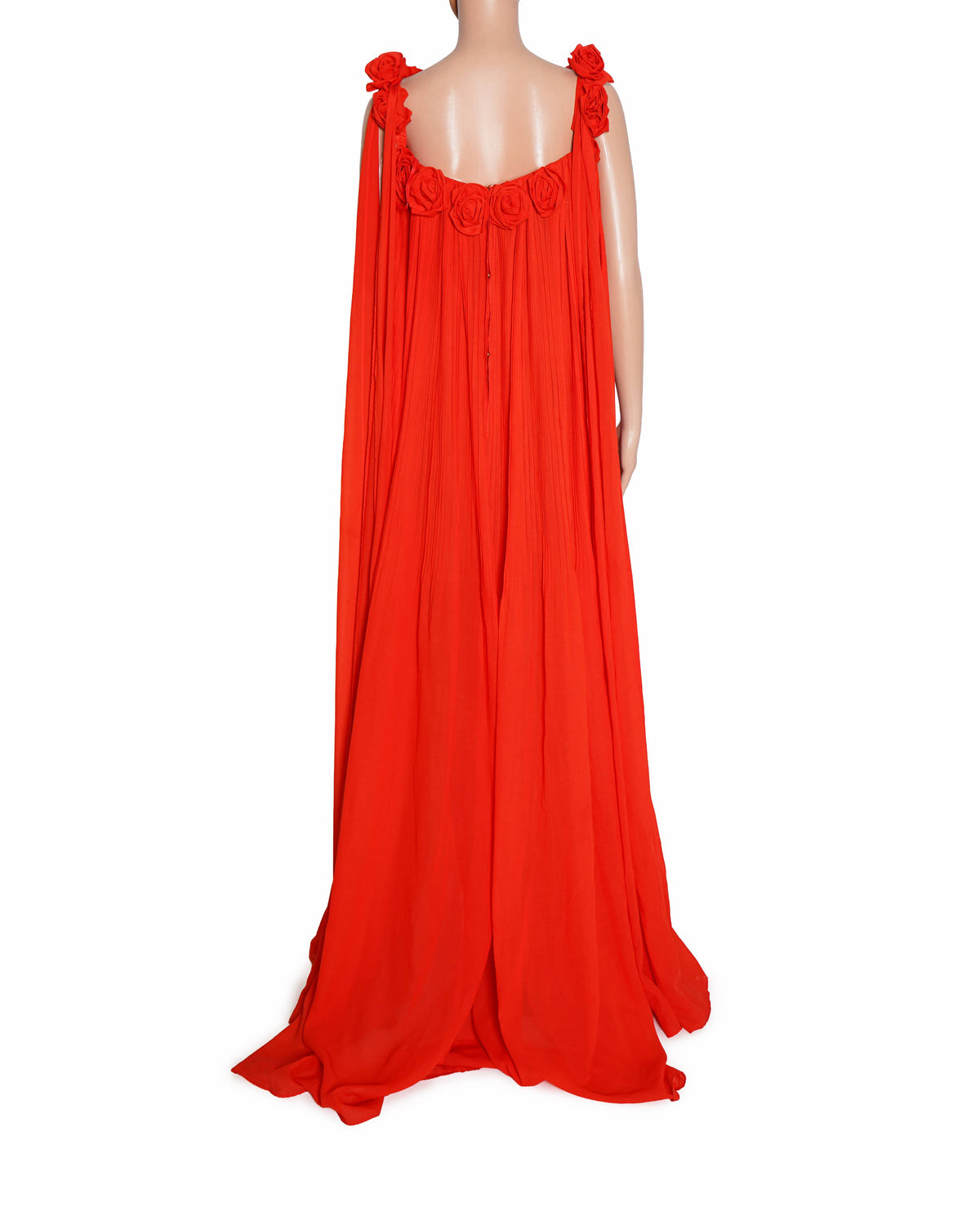 New Leo Lin Women's Red Camilla Rosette Detailed Plisse Maxi Dress