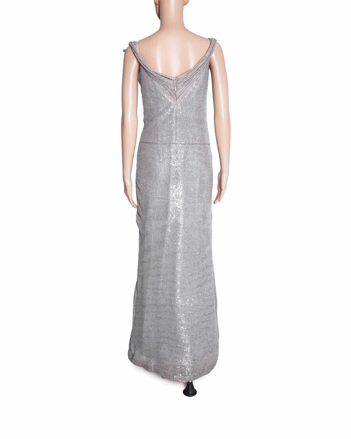 Gaurav Gupta Shell Silver Sequin Fan-Sculpting Gown