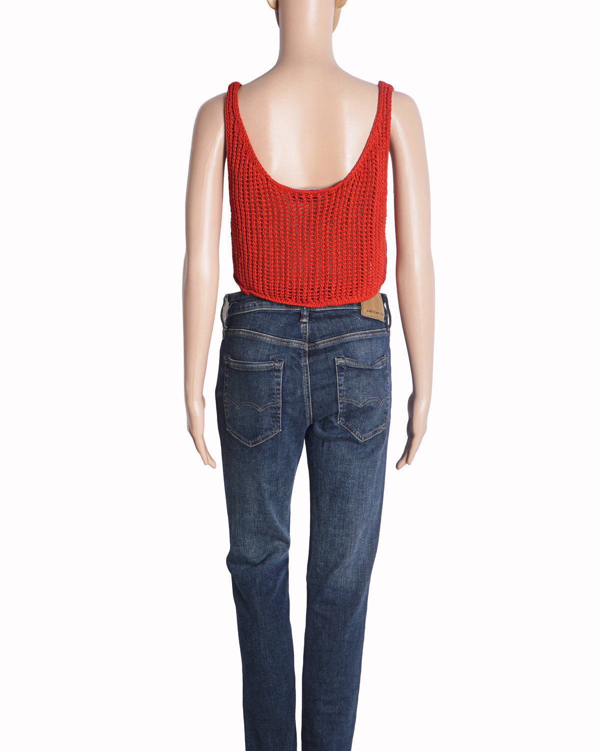 Prada Red Open-Work Knit Crop Top