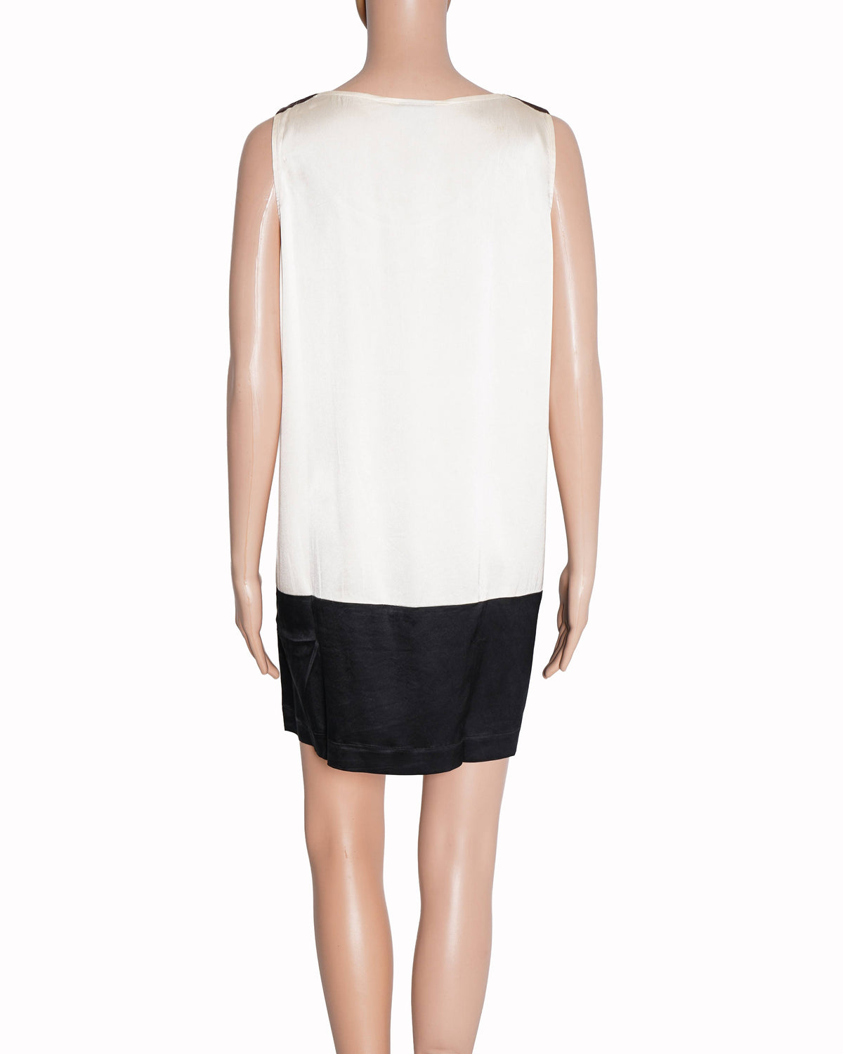 DKNY Cream & Black Color-Blocked Sleeveless Dress